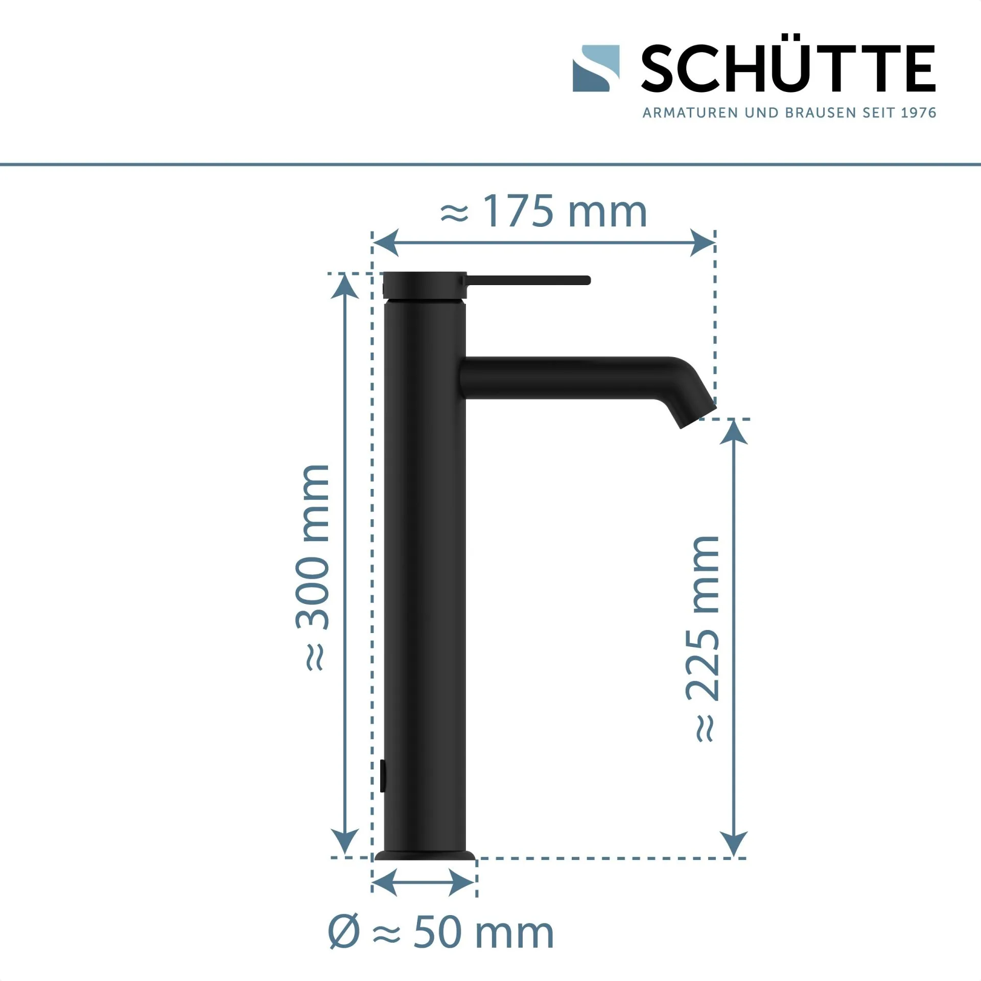 SCHÜTTE LOS ANGELES Waschtischarmatur, Schwarz matt, für Aufsatzwaschbecken