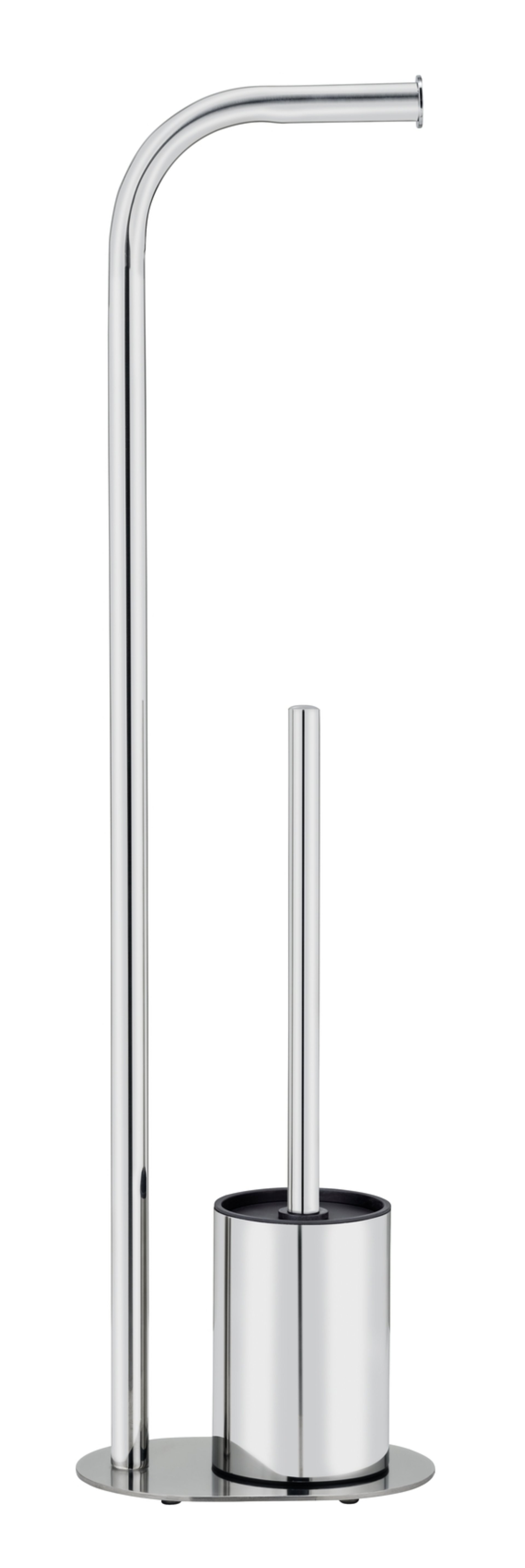 WENKO LEVANTE WC-Garnitur, Silber glänzend, mit Toilettenpapierhalter, stehend