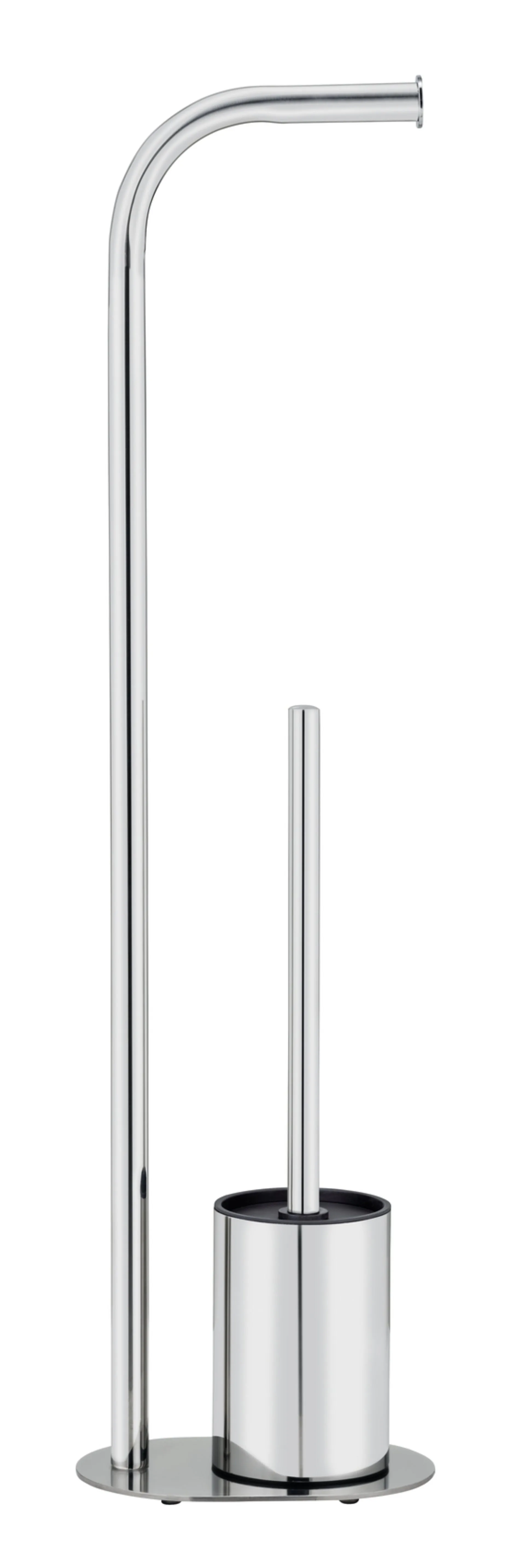 WENKO LEVANTE WC-Garnitur, Silber glänzend, mit Toilettenpapierhalter, stehend
