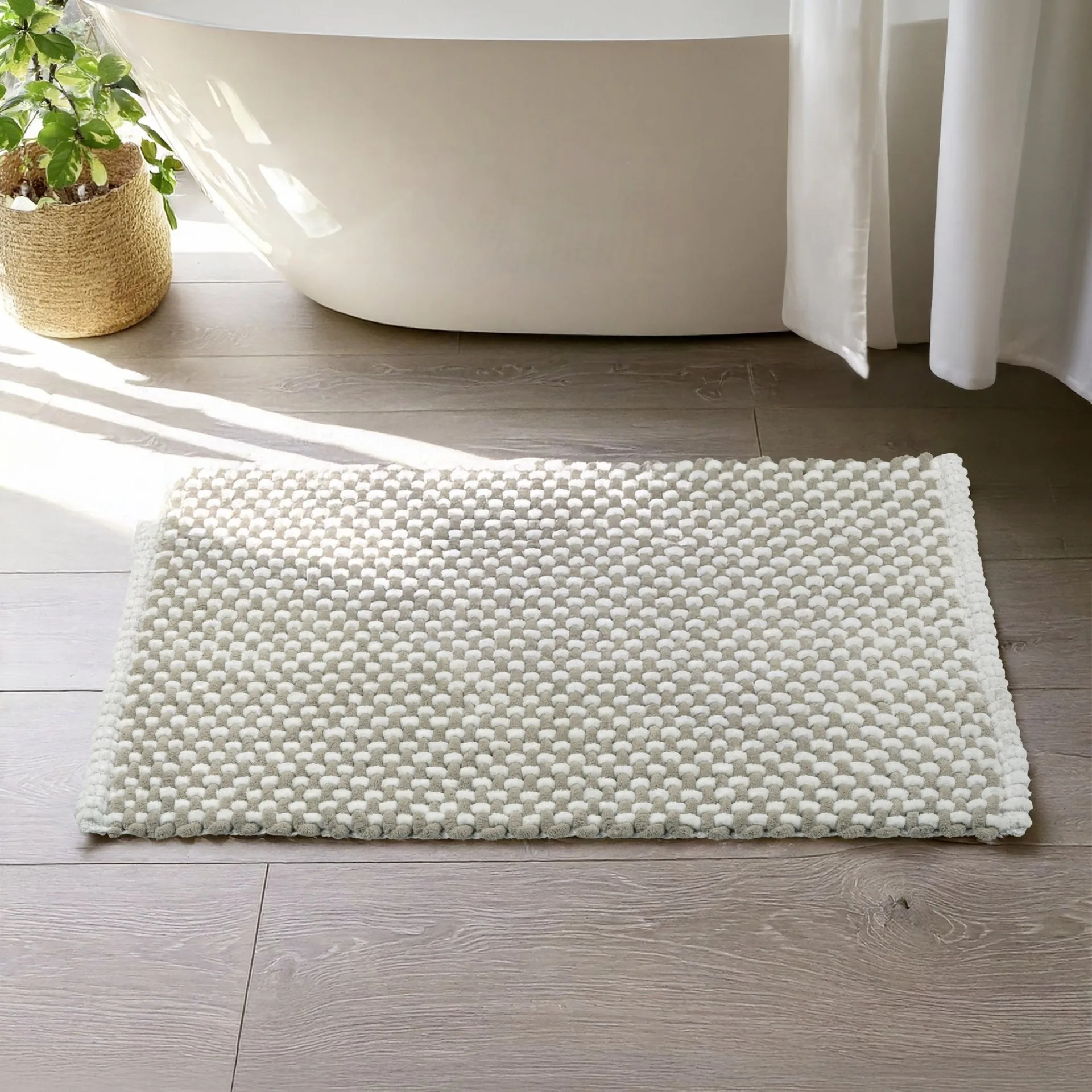 WENKO COVELO Badteppich 50 x 80 cm, Weiß/Beige