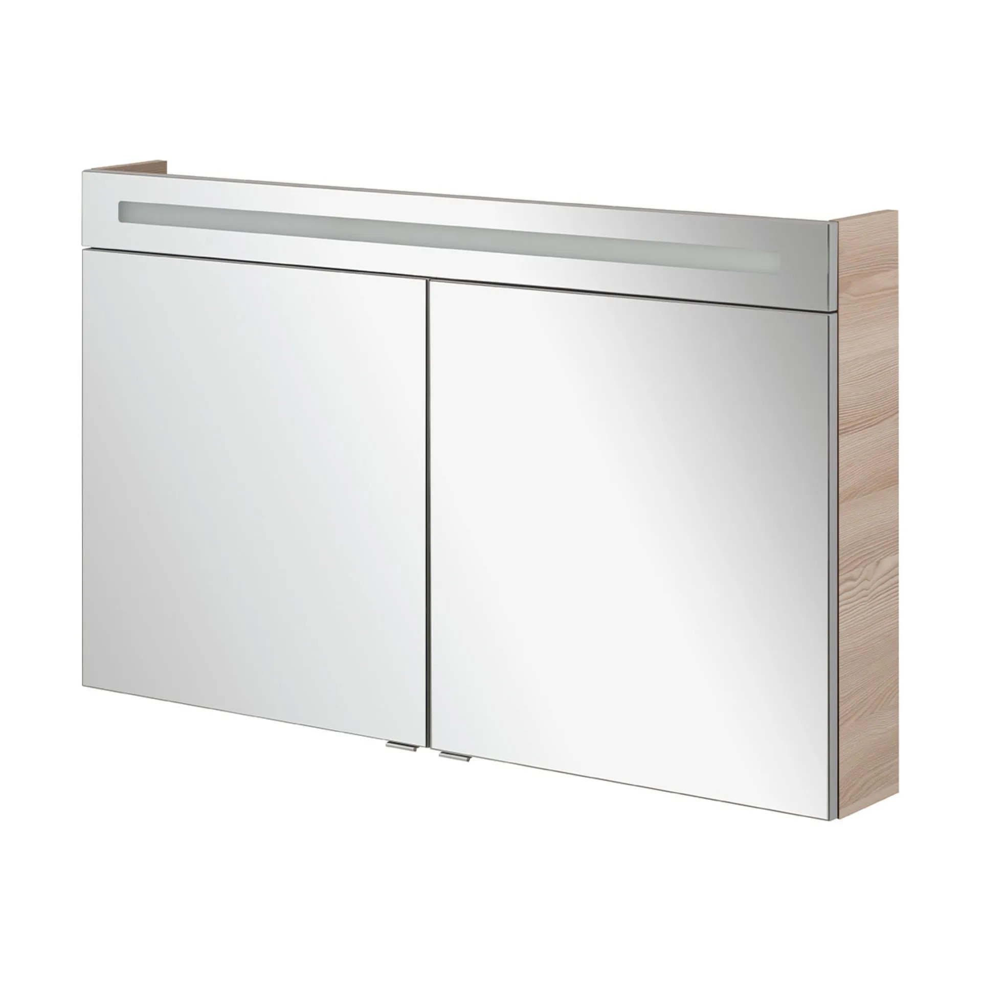 FACKELMANN B.CLEVER LED Spiegelschrank 120 cm breit, Braun hell, 2 Türen