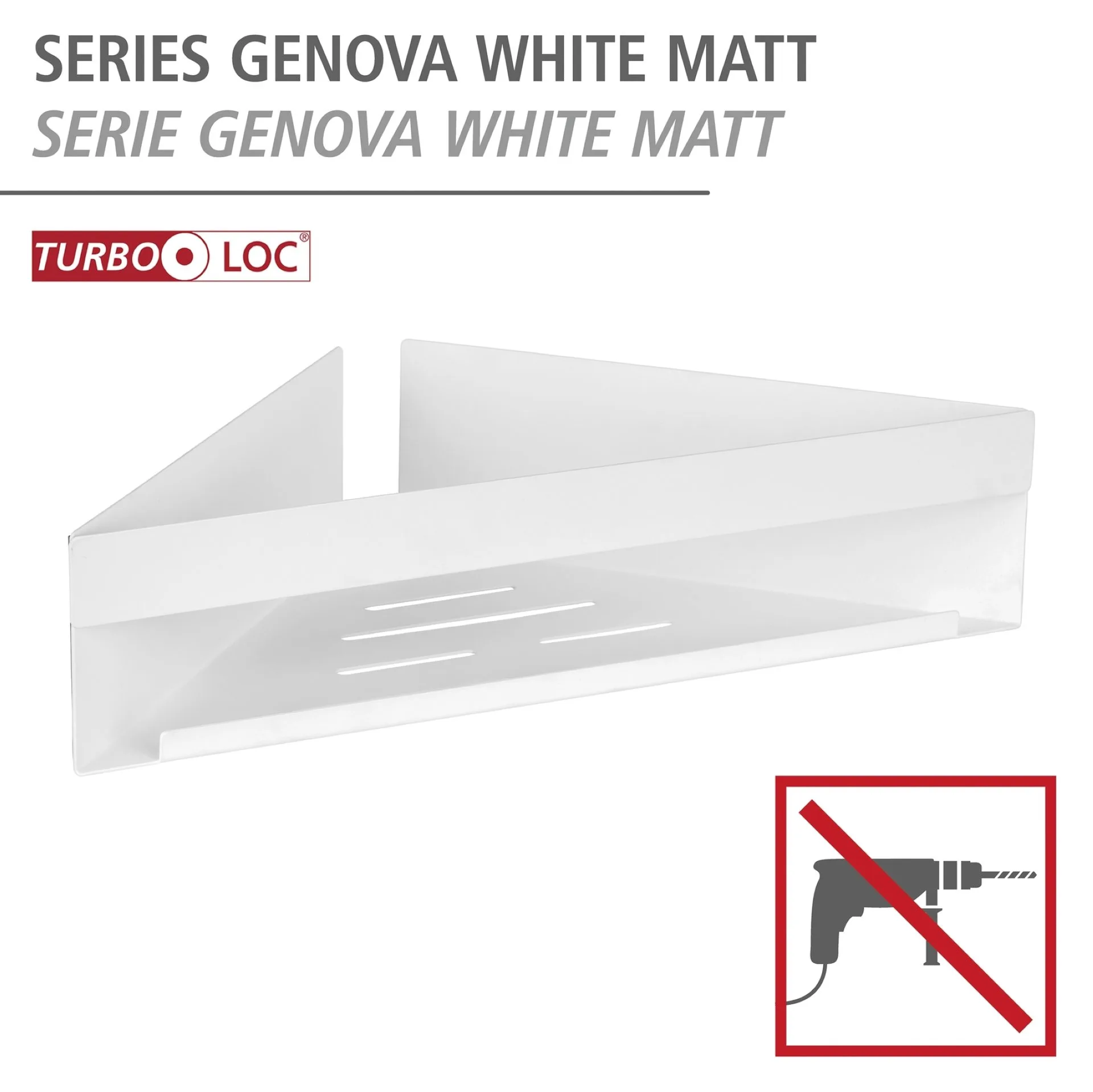 WENKO GENOVA Dusch Eckablage 36 cm breit, Weiß, Befestigen ohne Bohren