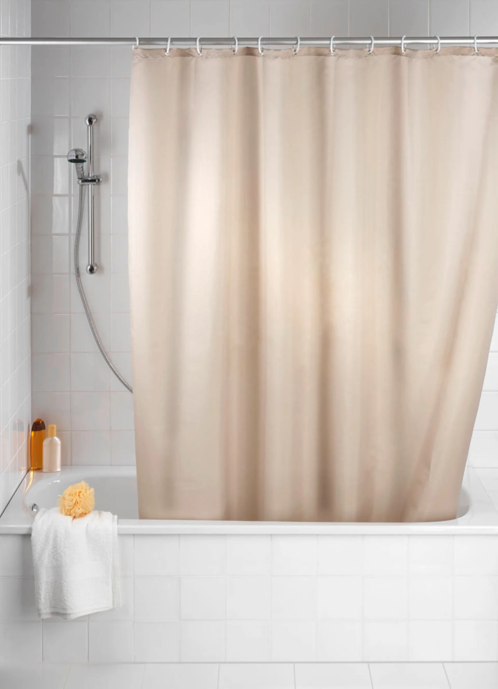WENKO UNI Duschvorhang 180 x 200 cm, Beige, waschbar