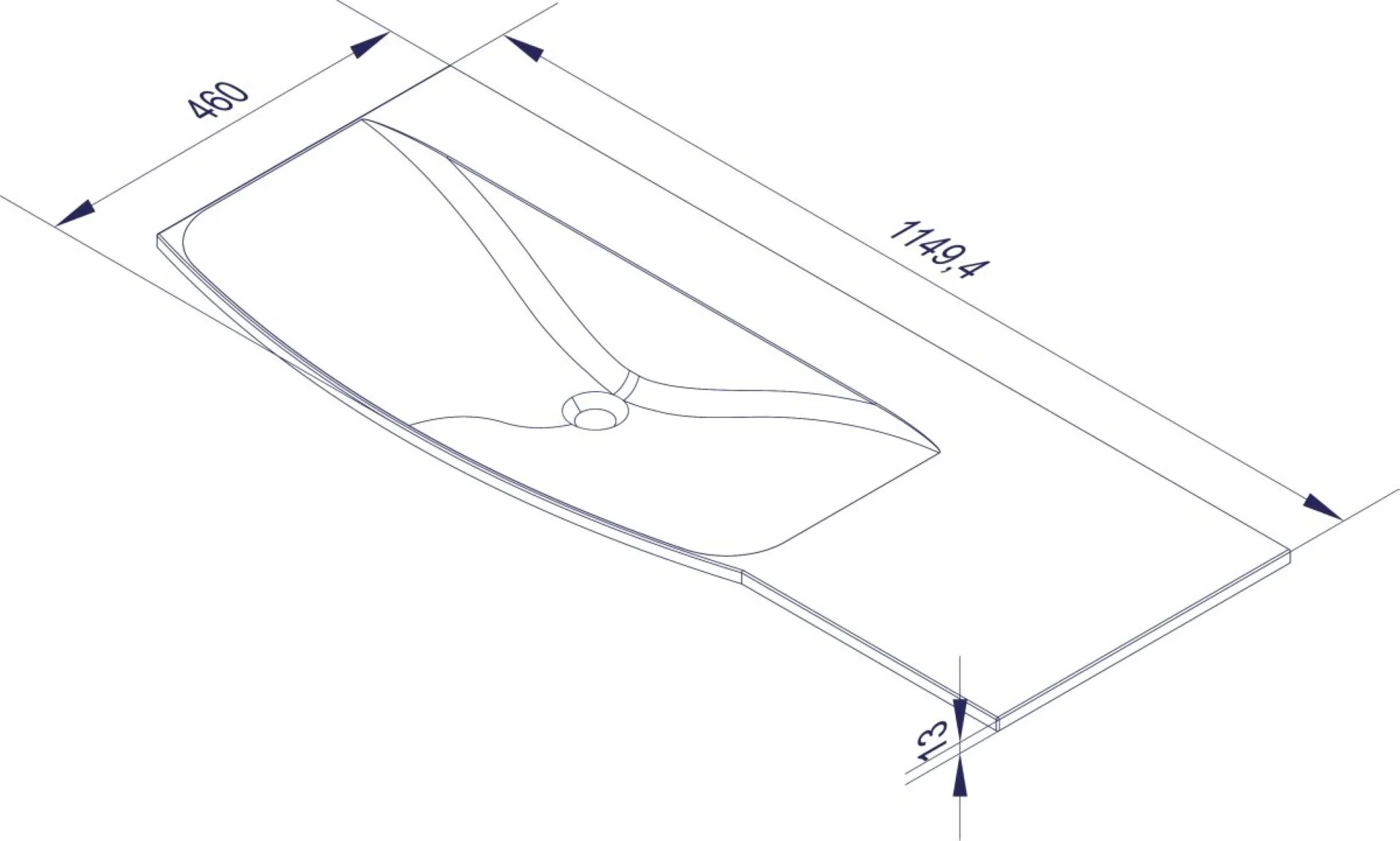 FACKELMANN LUGANO Waschbecken 115 cm breit, Weiß, Gussmarmor, Ablage rechts