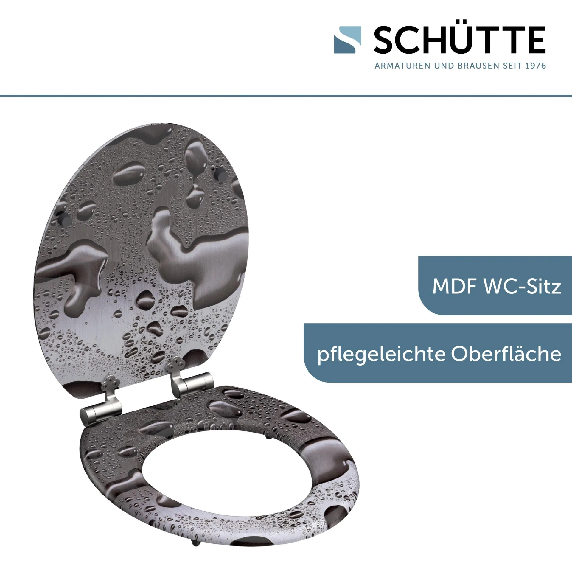 SCHÜTTE GREY STEEL WC-Sitz, Grau, MDF mit Absenkautomatik