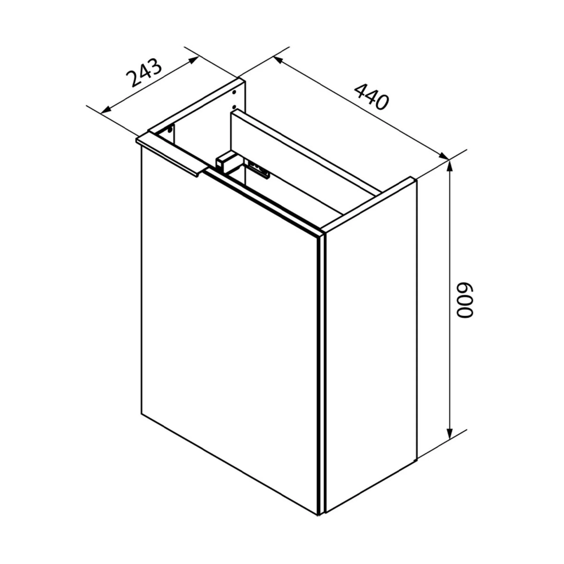 FACKELMANN SBC KARA Waschbeckenunterschrank Gäste WC 45 cm breit, Weiß/Anthrazit, Türanschlag rechts
