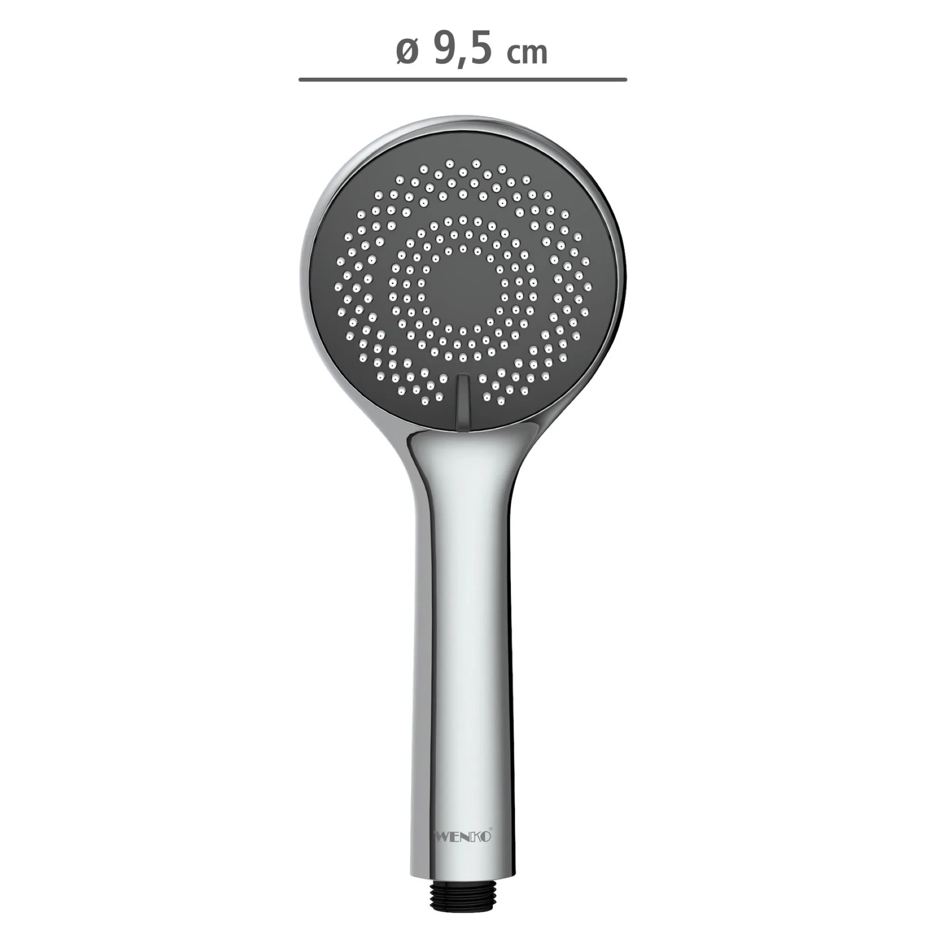 WENKO Duschkopf Ø 9,6 cm, Chrom, mit Wassersparsystem, 3 verschiedene Wasserstrahlarten