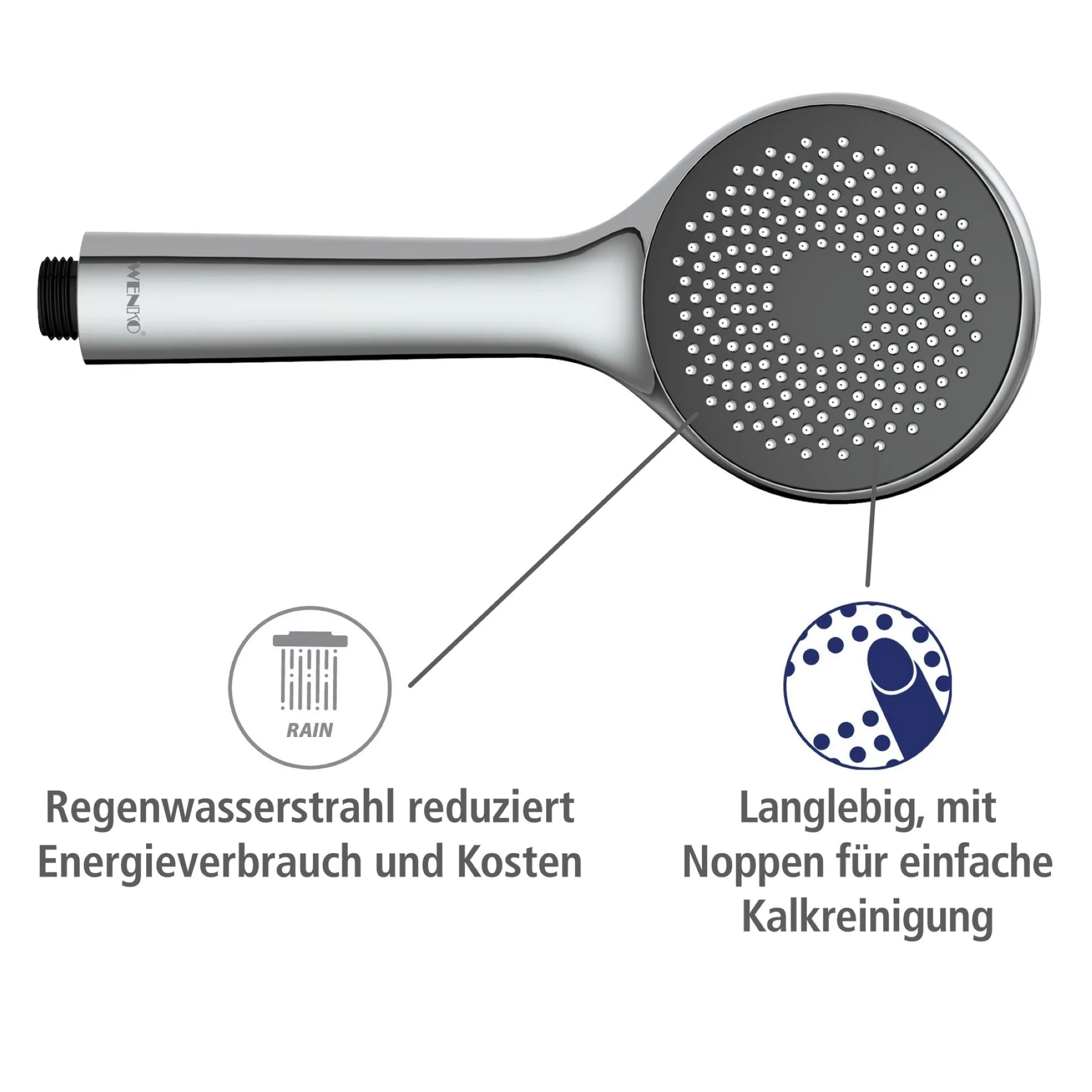 WENKO Duschkopf Ø 9,6 cm, Chrom