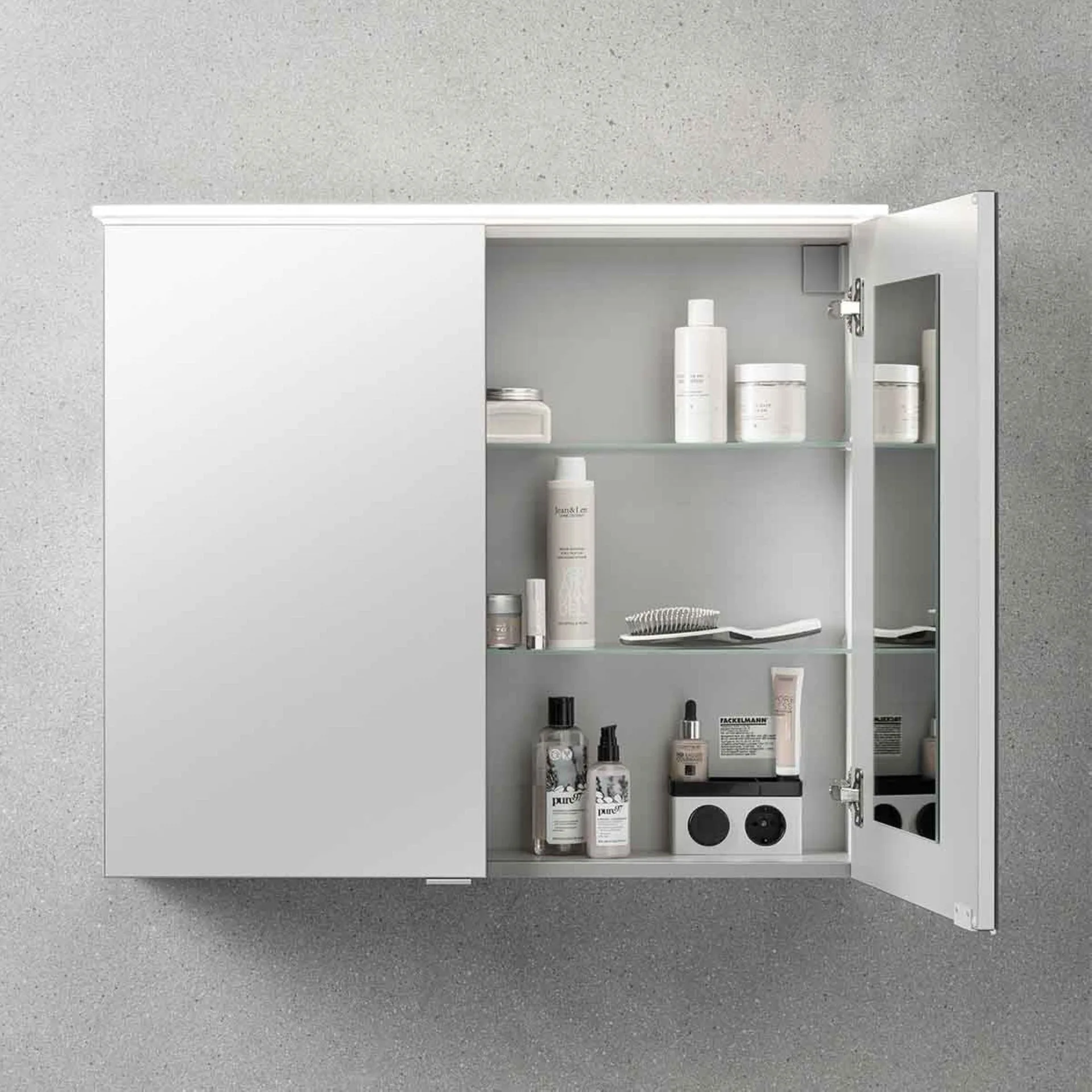 FACKELMANN B. PERFEKT Waschtisch Set mit Spiegelschrank 62 cm breit, Weiß, Waschbecken Keramik Weiß
