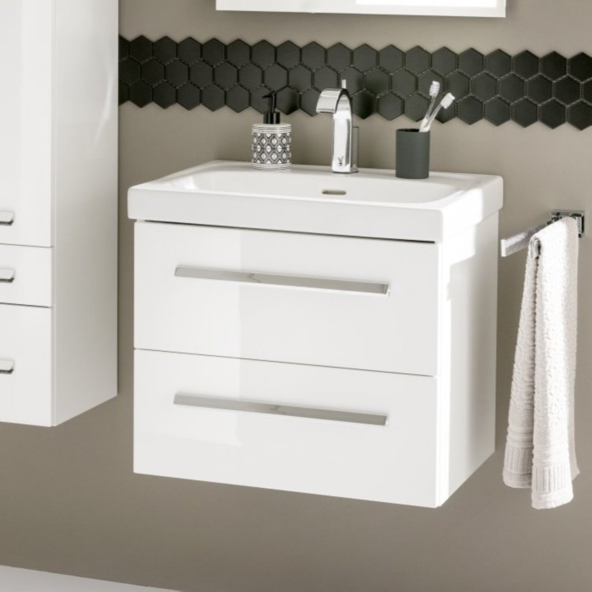 LANZET K1 Waschbeckenunterschrank 59 cm, Weiß