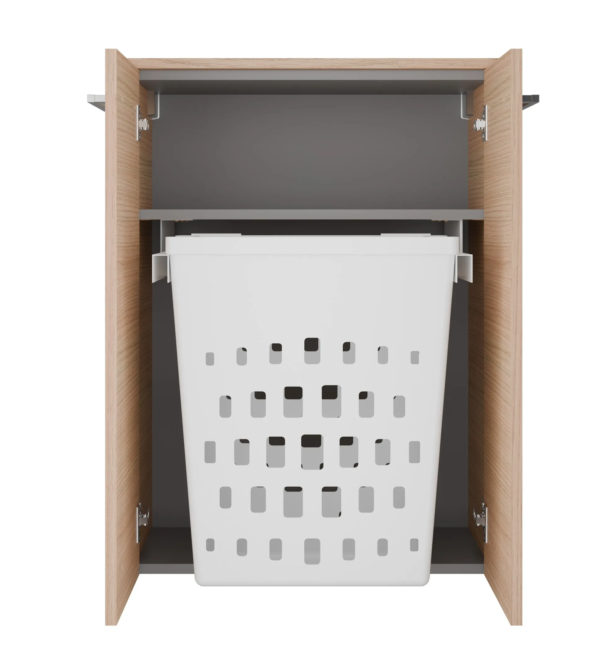 FACKELMANN B.STYLE Doppel Midischrank 60 cm, Braun mit Wäschekorb