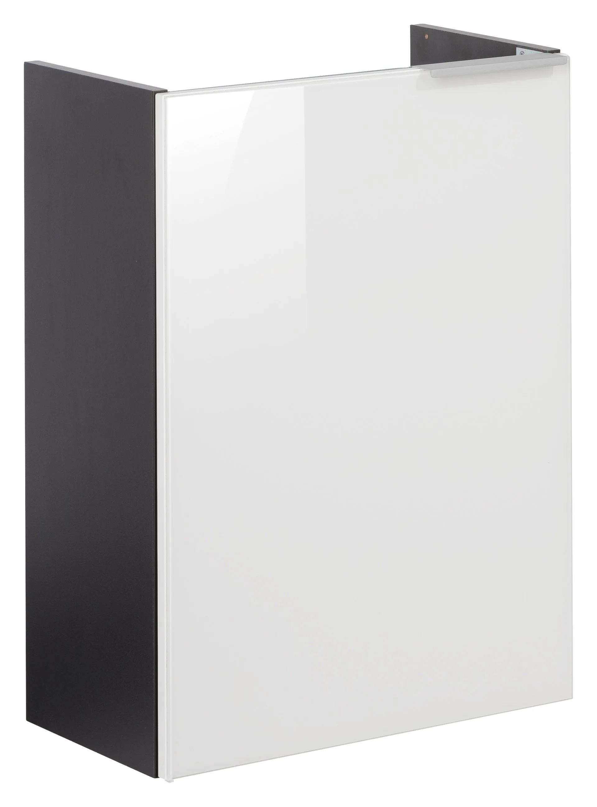 FACKELMANN SBC KARA Gäste WC Waschtisch Set 45 cm breit, Weiß/Anthrazit, Waschbecken Glas Weiß, Türanschlag links