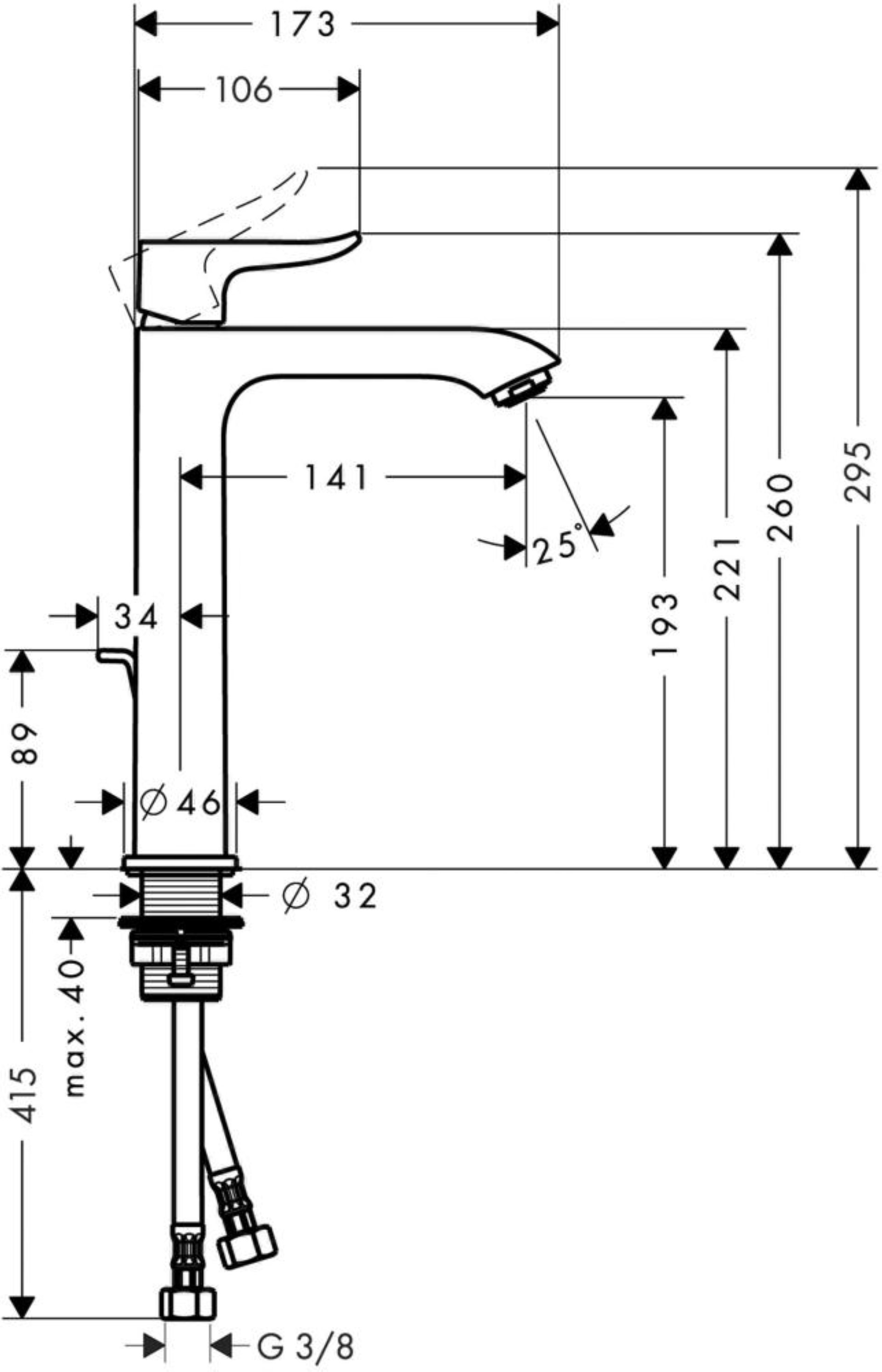 HANSGROHE METRIS 200 Waschtischarmatur, Chrom, mit Ablaufgarnitur