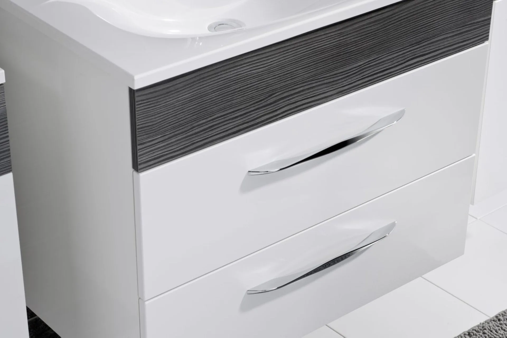 FACKELMANN SCENO Waschbeckenunterschrank 80 cm breit, Weiß/Anthrazit Holzoptik