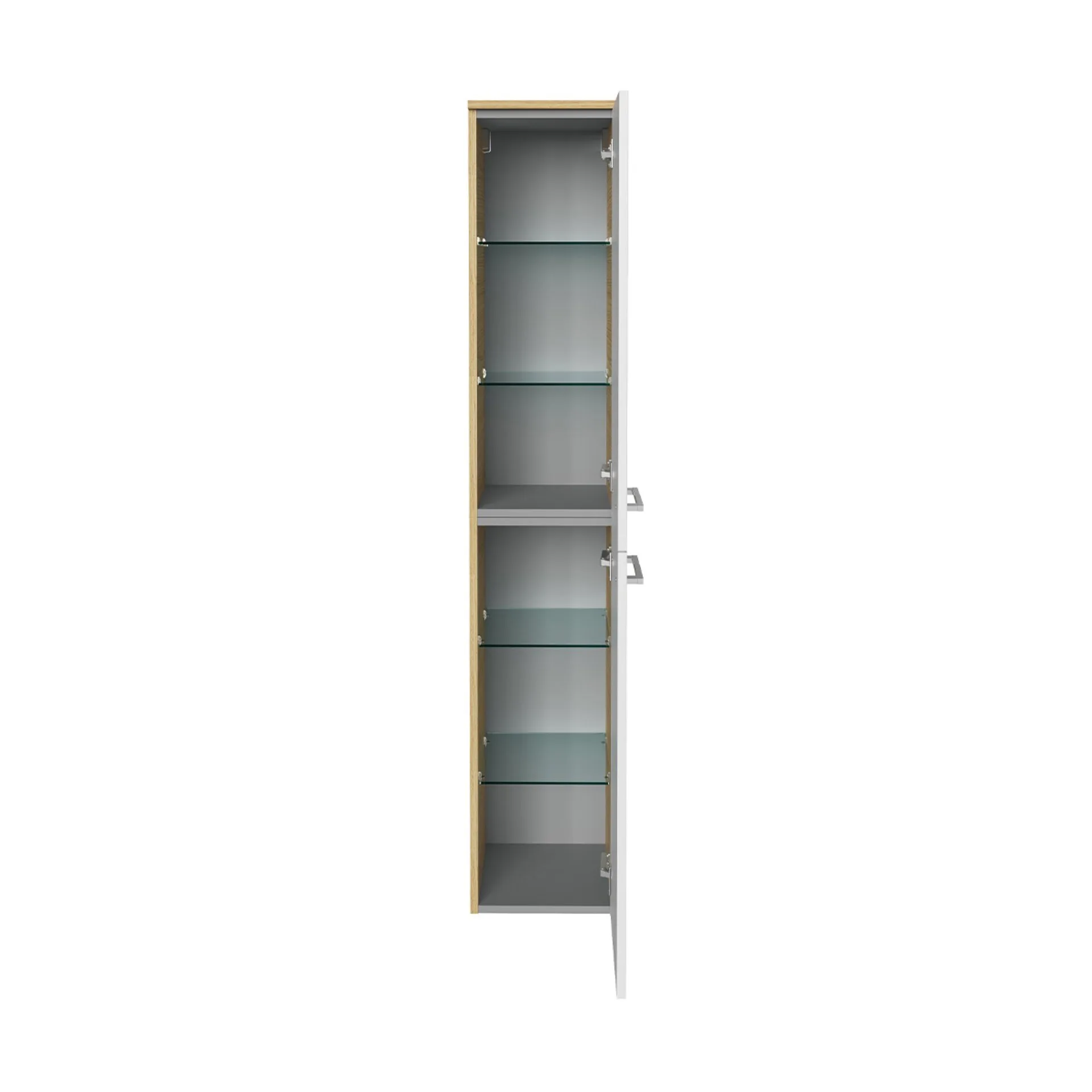 FACKELMANN B.STYLE Badmöbel Set 5-teilig 83 cm breit, Weiß/Braun + LED Spiegelschrank + Midischrank + Hochschrank