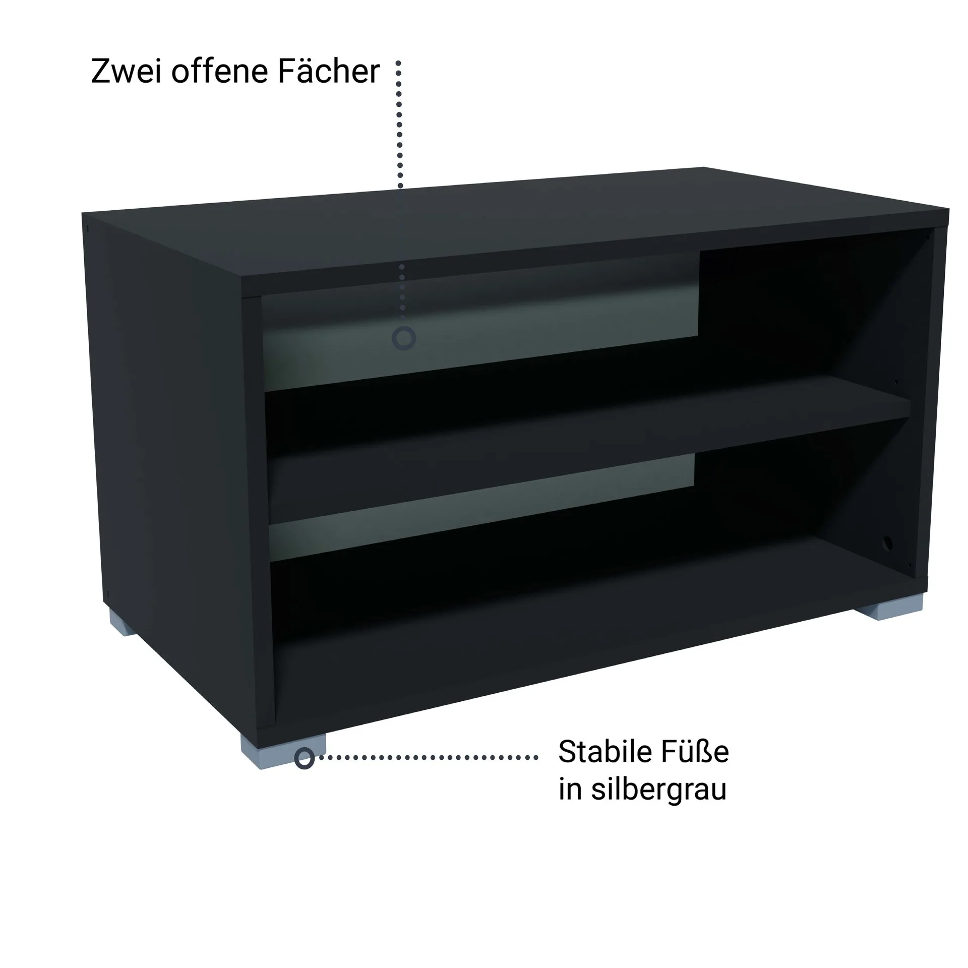 BADEDU VEER Regal 70 cm breit, Anthrazit, 2 Fächer