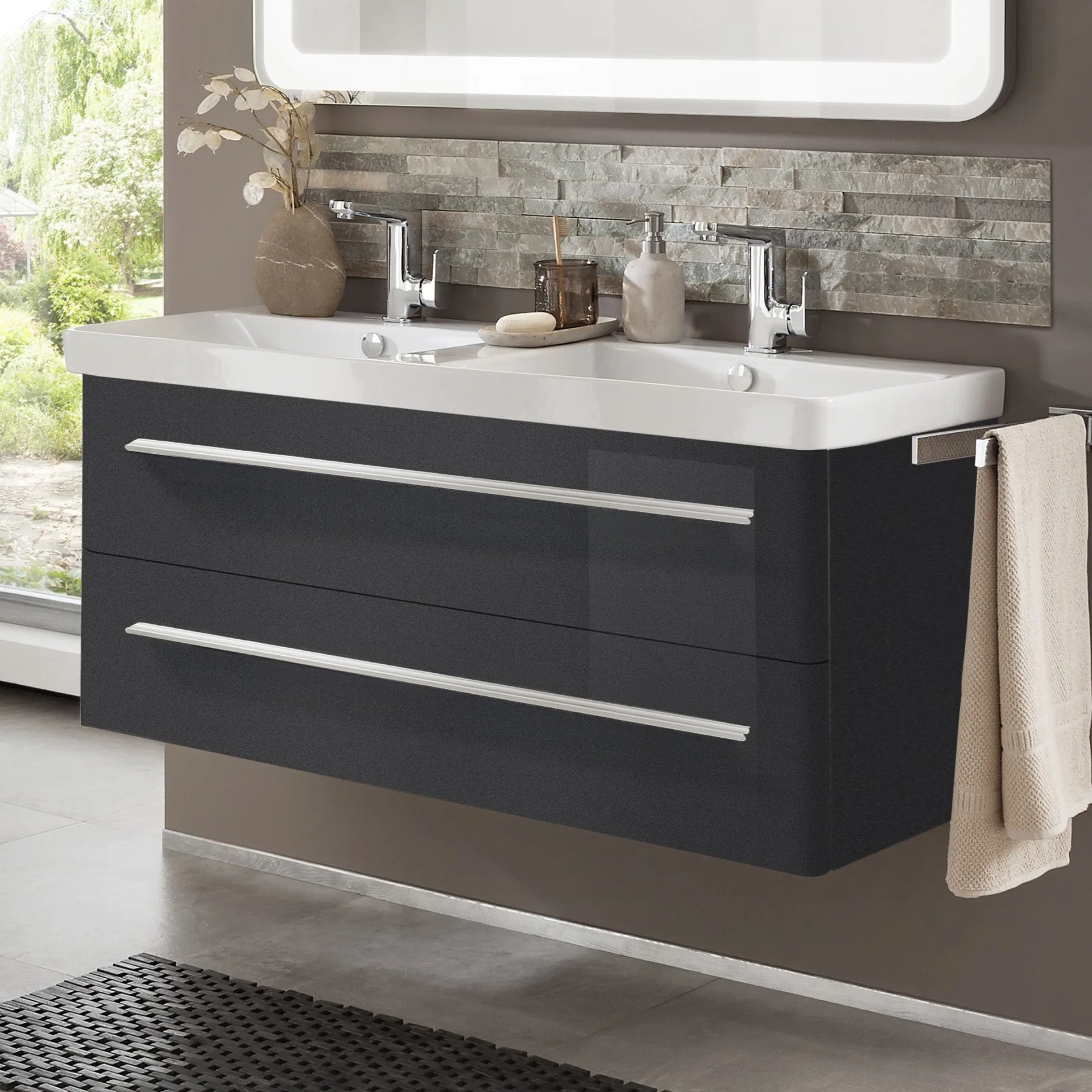Lanzet K8 Waschtischunterschrank 116 cm Anthrazit