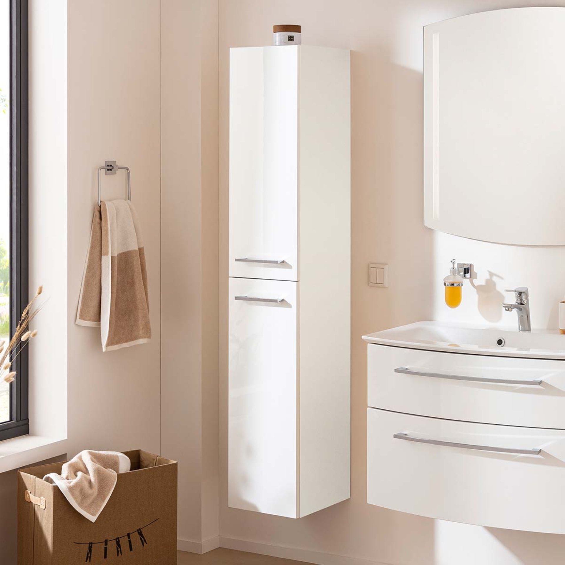 Fackelmann B.STYLE Hochschrank rechts, 30 cm breit, Weiß