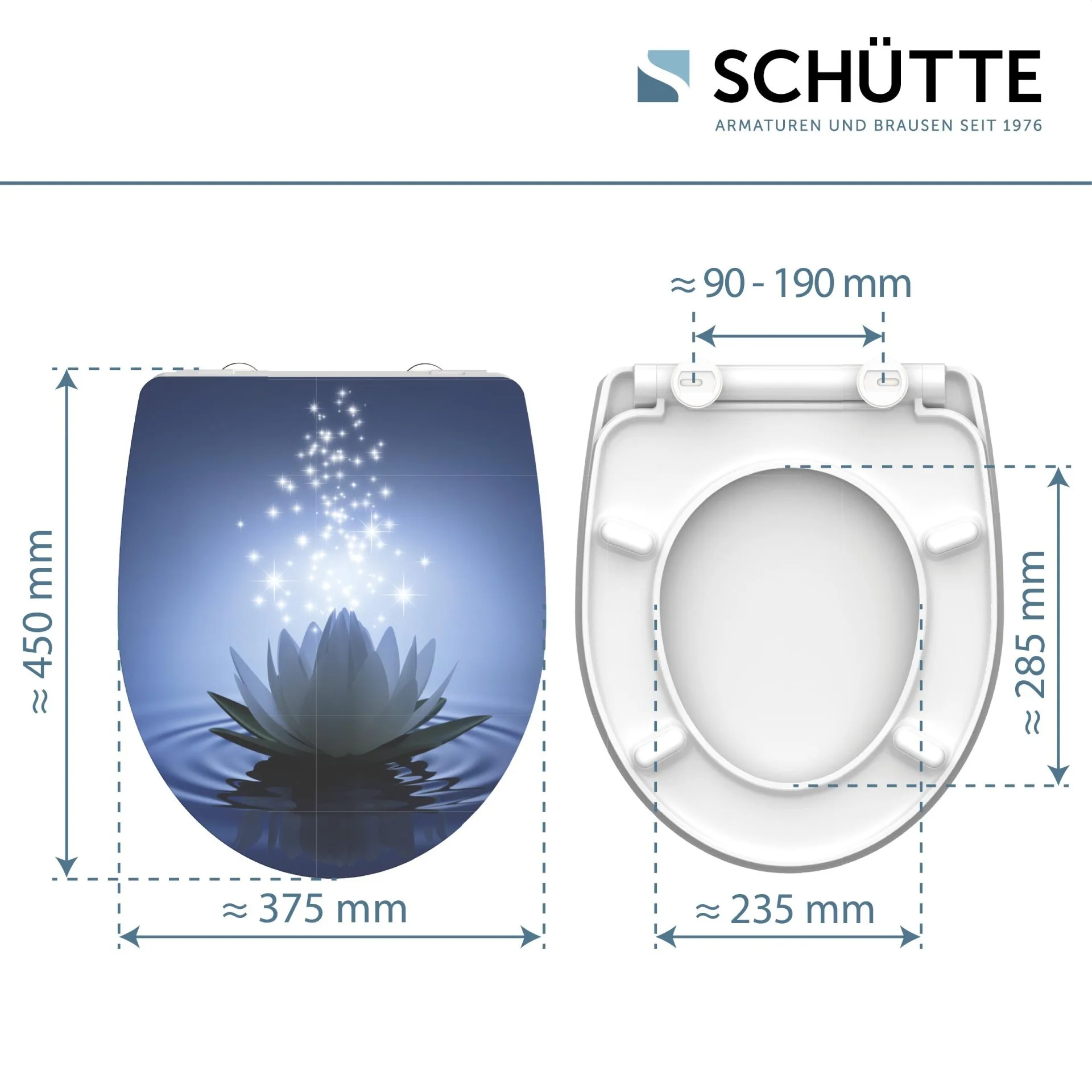 SCHÜTTE WATER LILY WC-Sitz, Kunststoff, mit Absenkautomatik und Schnellverschluss