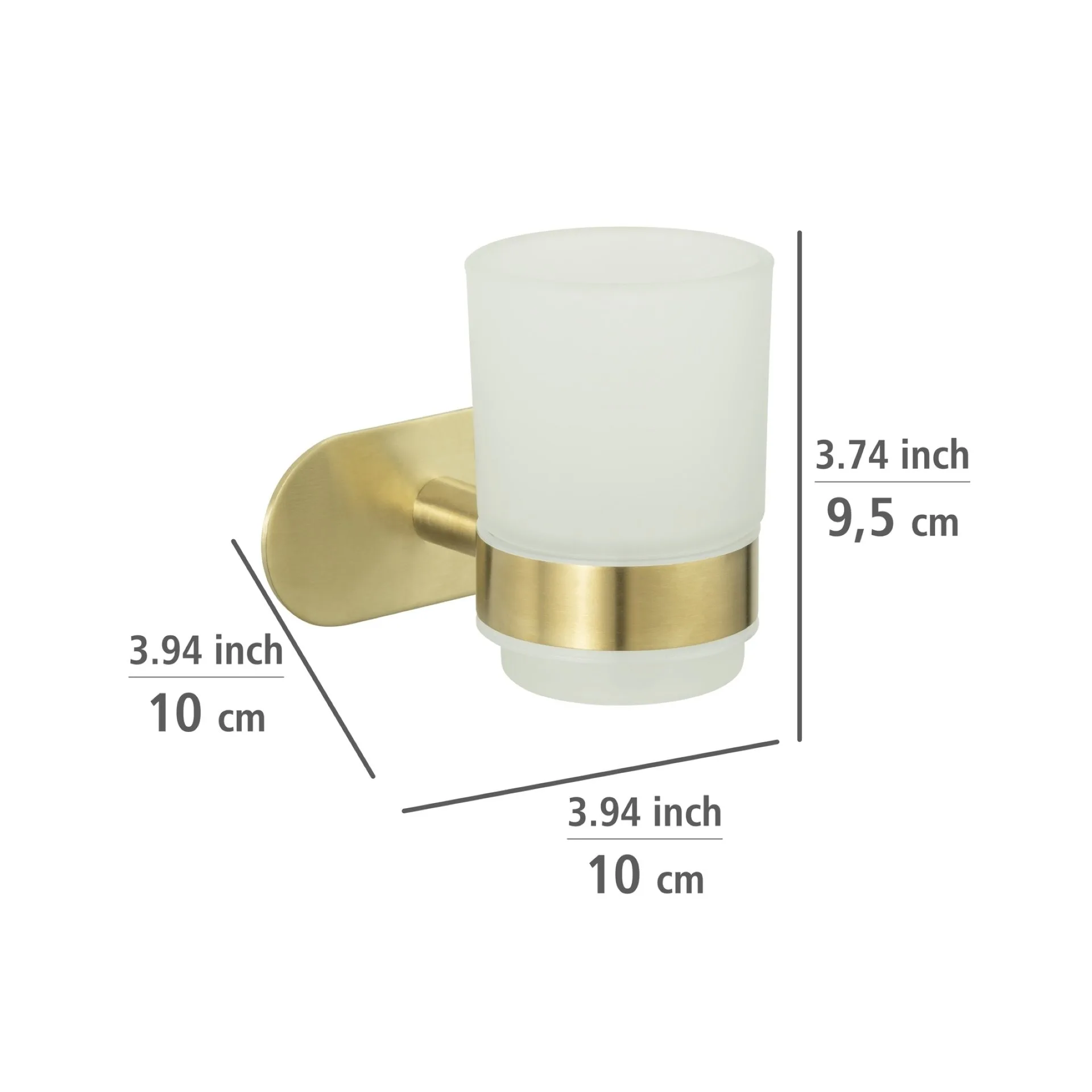 WENKO OREA Zahnputzbecher, Gold matt, Befestigen ohne Bohren
