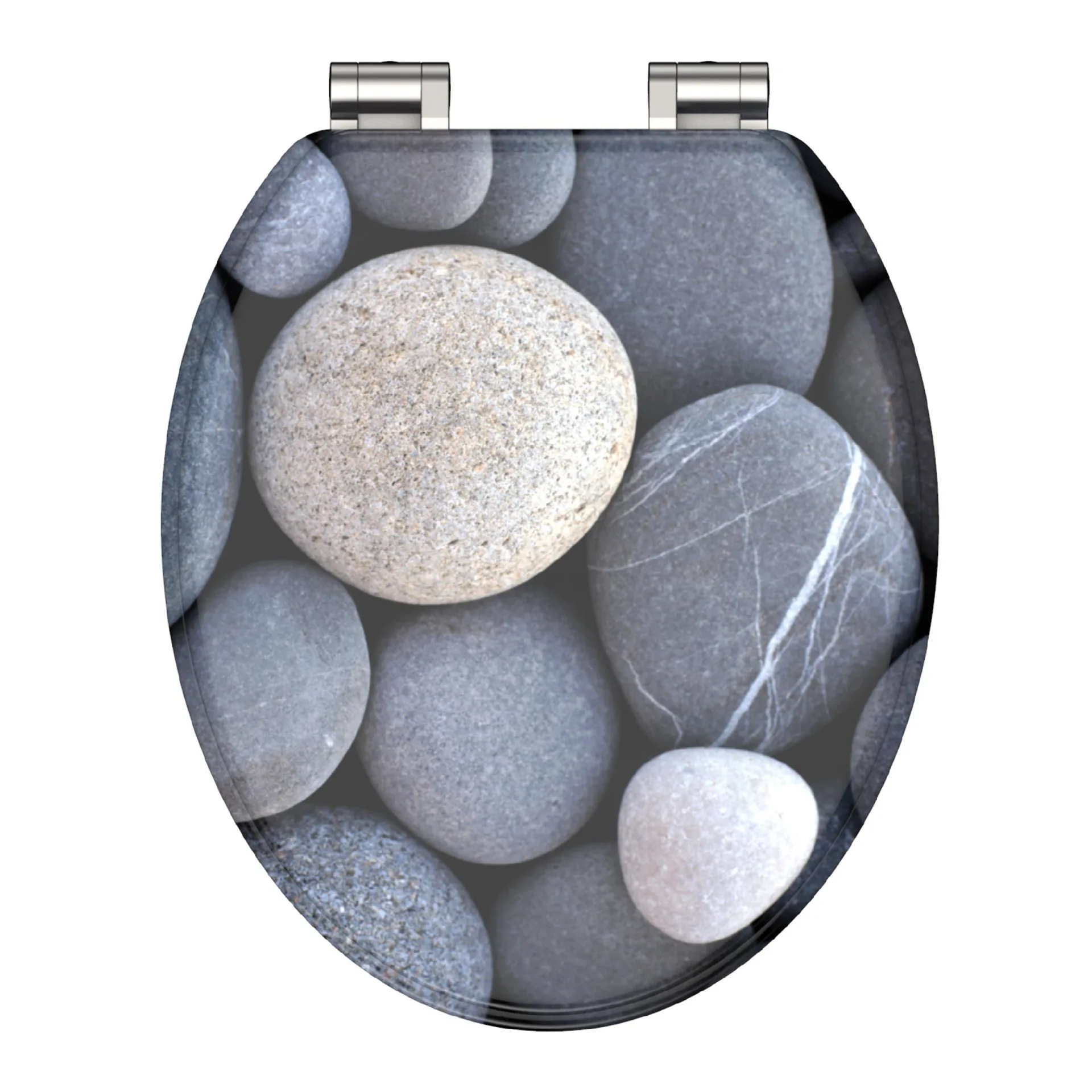 SCHÜTTE GREY STONES WC-Sitz, Grau, MDF, mit Absenkautomatik