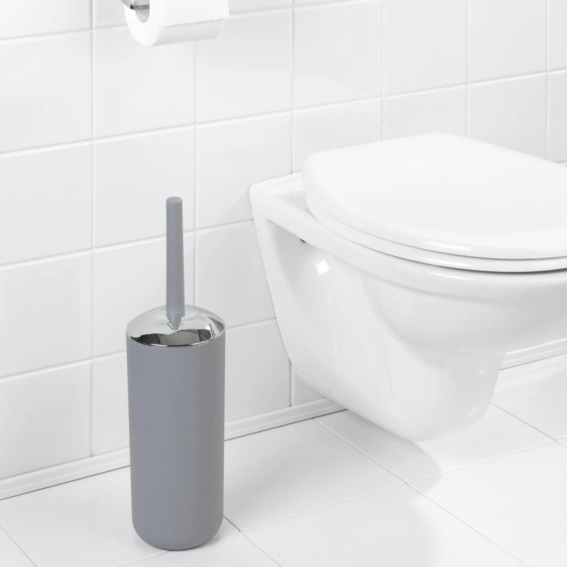 WENKO BRASIL Accessoire Set, Grau, Zahnputzbecher, Seifenspender, WC-Garnitur, Kosmetikeimer