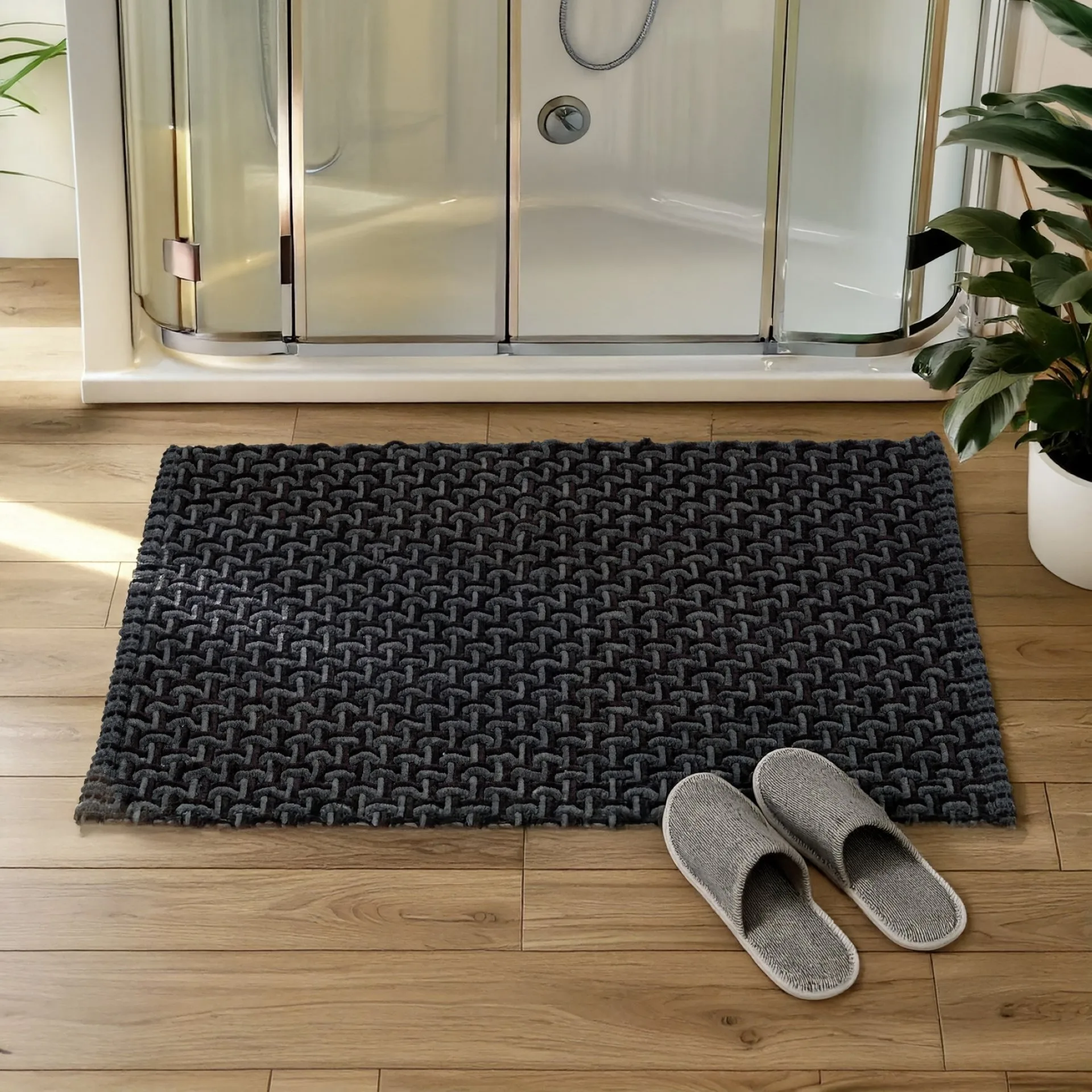 WENKO ECOLI Badteppich 50 x 80 cm, Schwarz