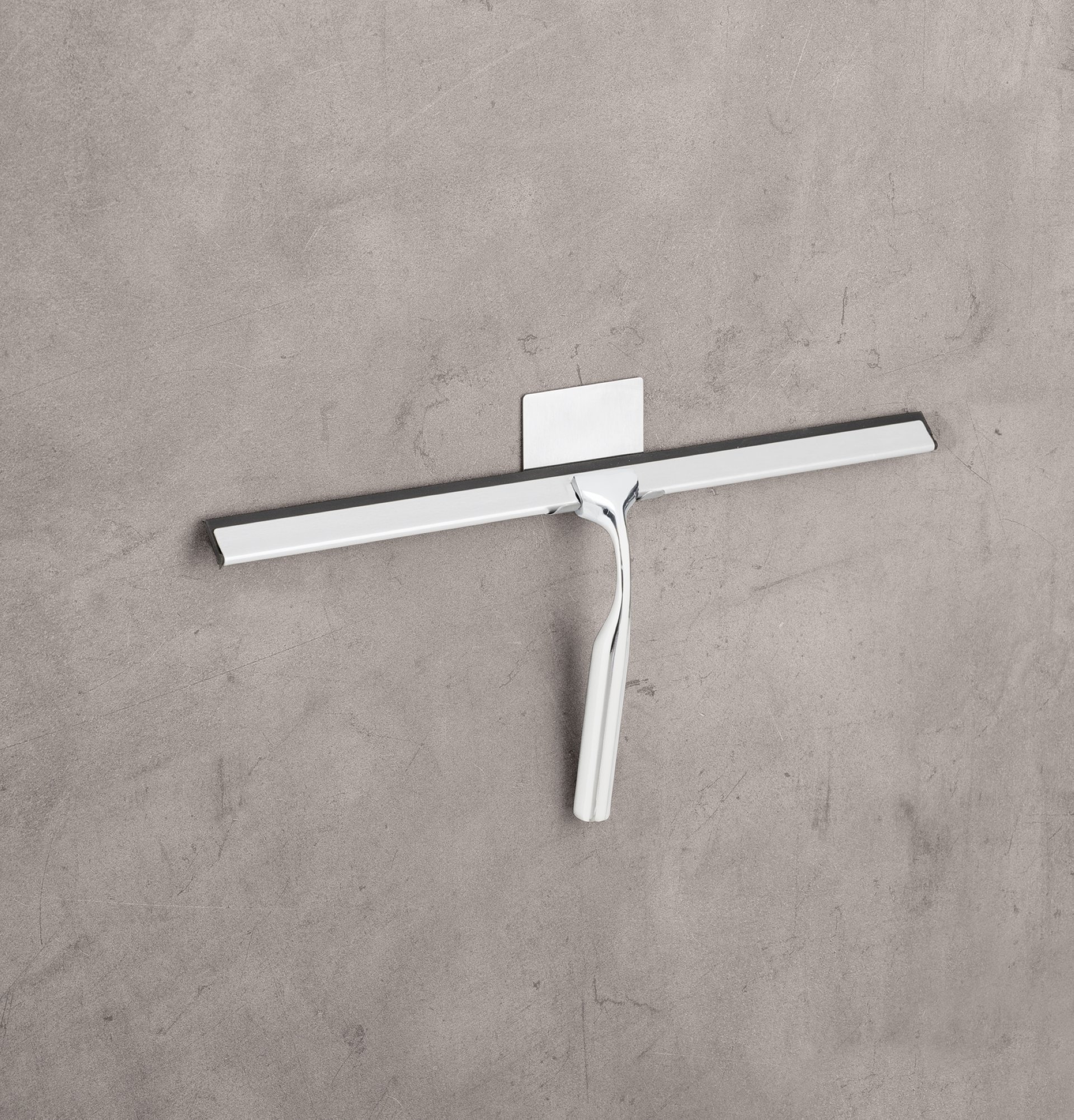 WENKO TERNI JUMBO Duschabzieher, Chrom, mit Wandbefestigung, extra breite Wischfläche