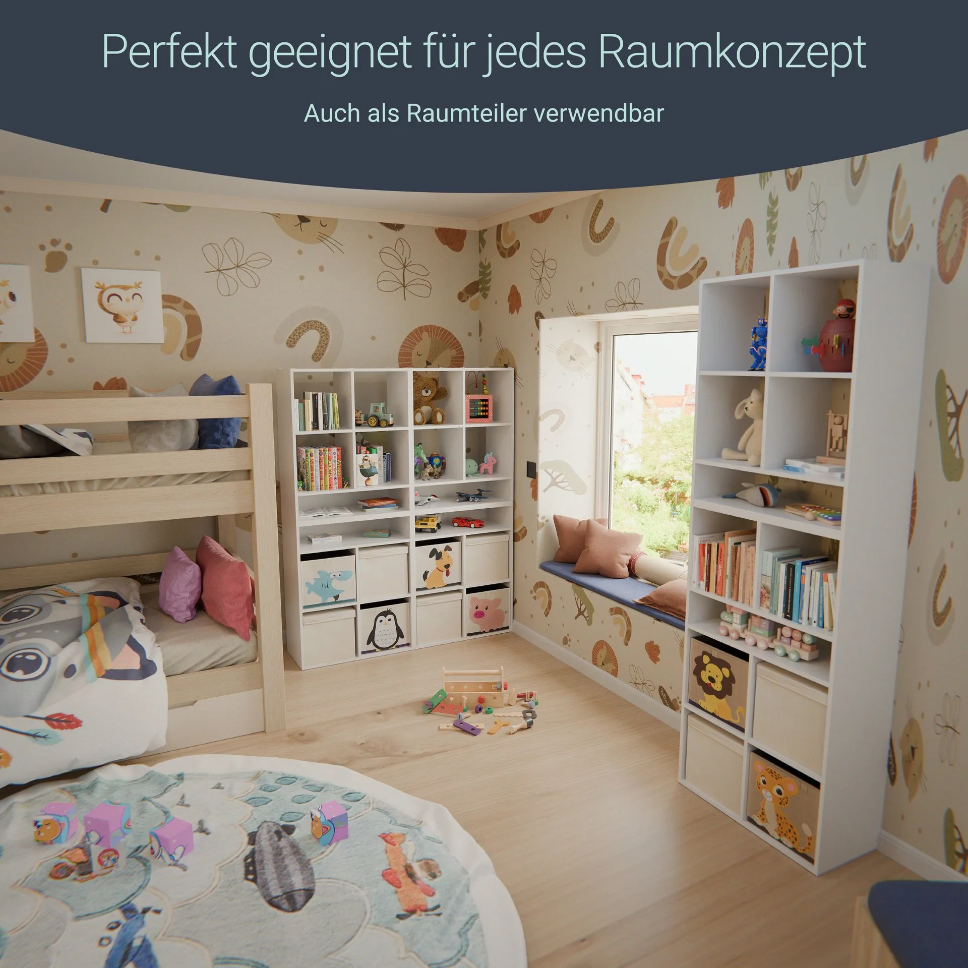 BADEDU WARD Regal 72 cm breit, Weiß, 5 Fächer
