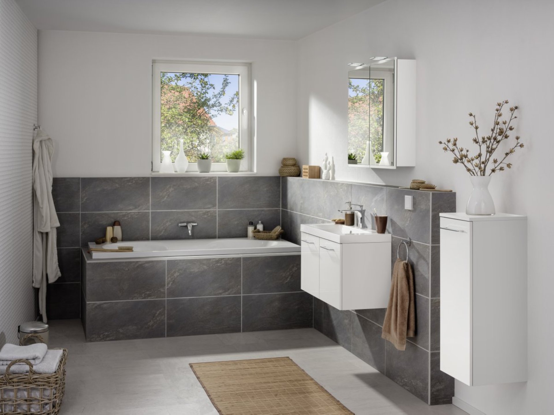 Fackelmann LIMA LED Spiegelschrank 80 cm, Weiß