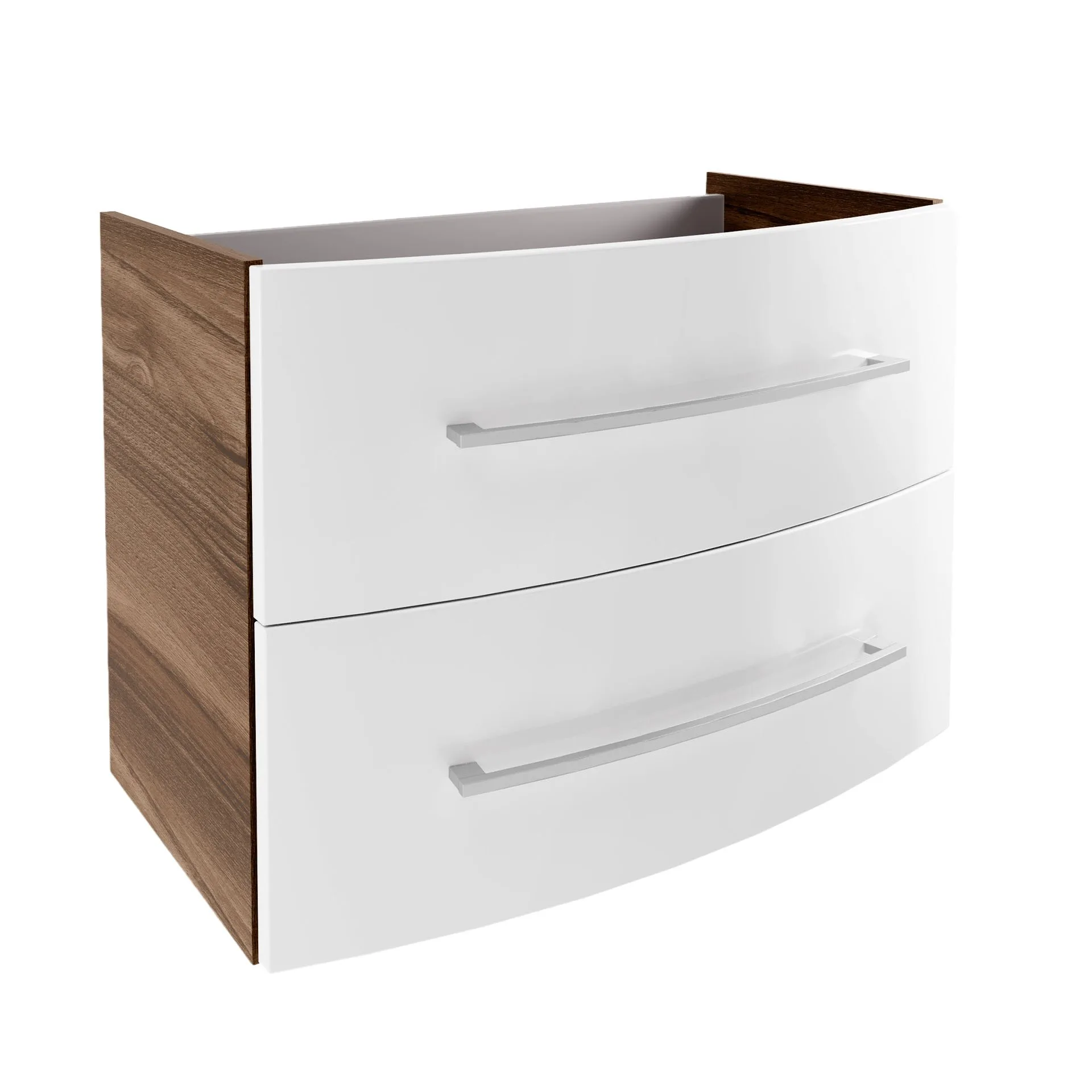 FACKELMANN VERONA Waschbeckenunterschrank 79,4 cm breit, Weiß/Braun Dunkel