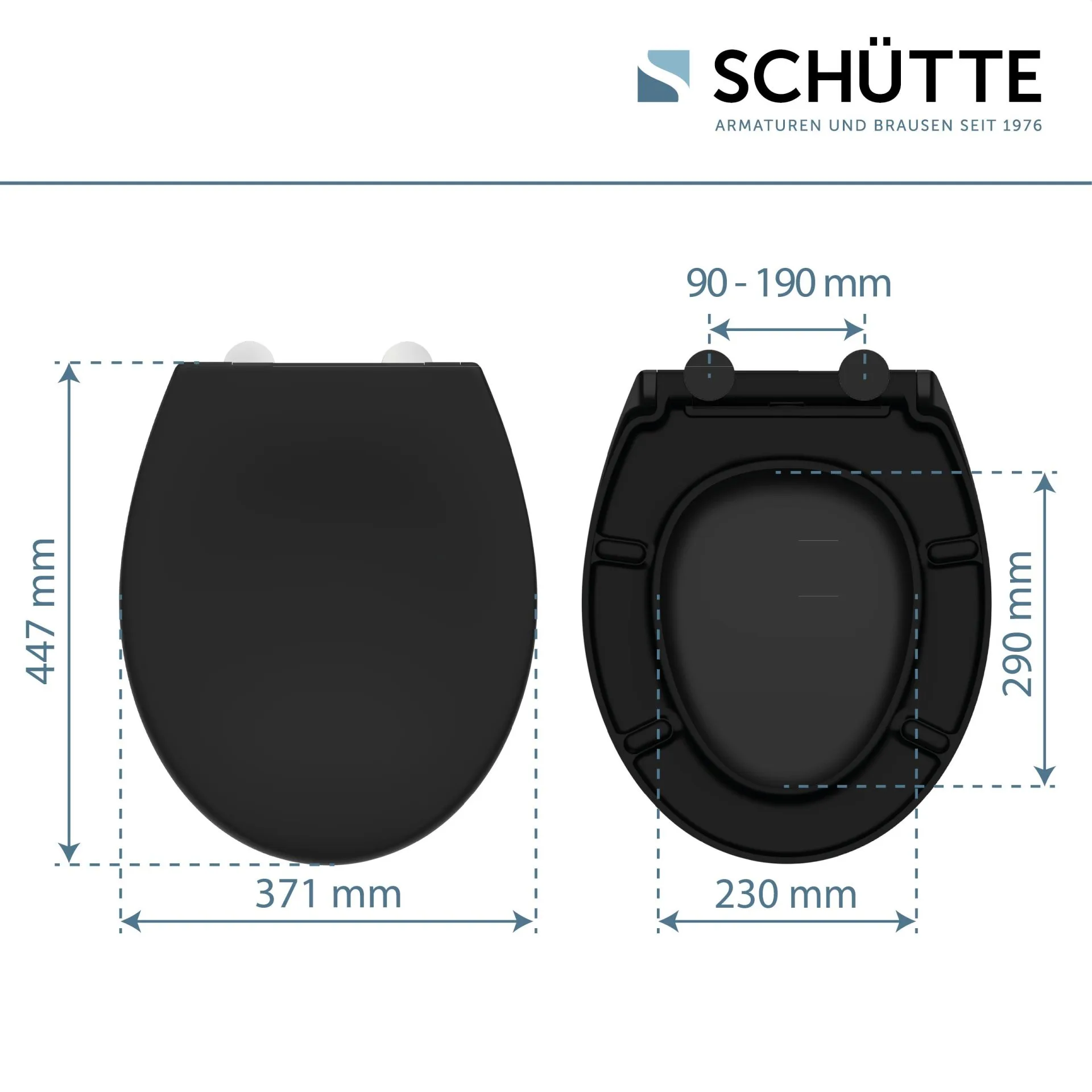 SCHÜTTE SCHWARZ WC-Sitz, Kunststoff, mit Absenkautomatik und Schnellverschluss