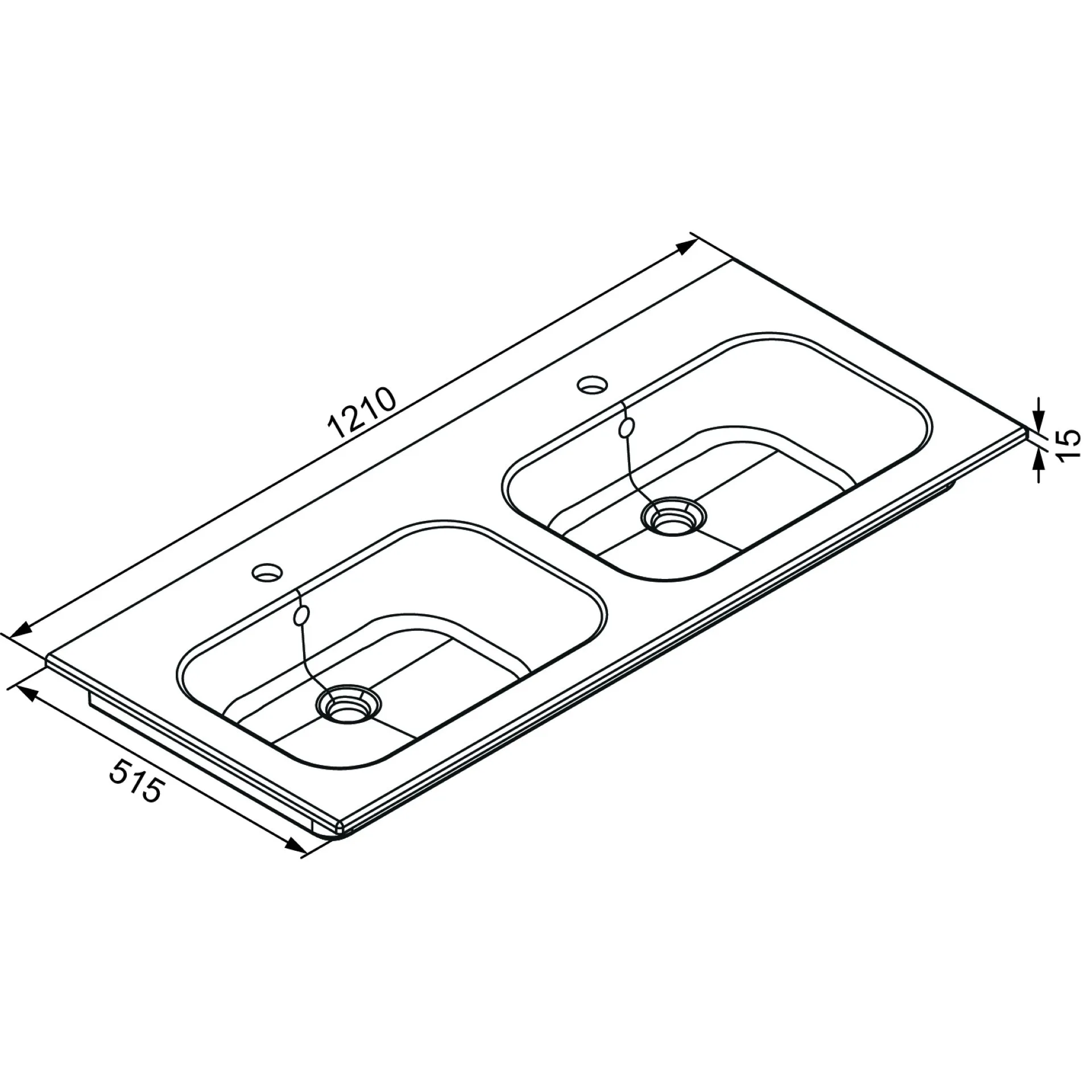Lanzet K5 Keramik Doppelwaschbecken 121 cm