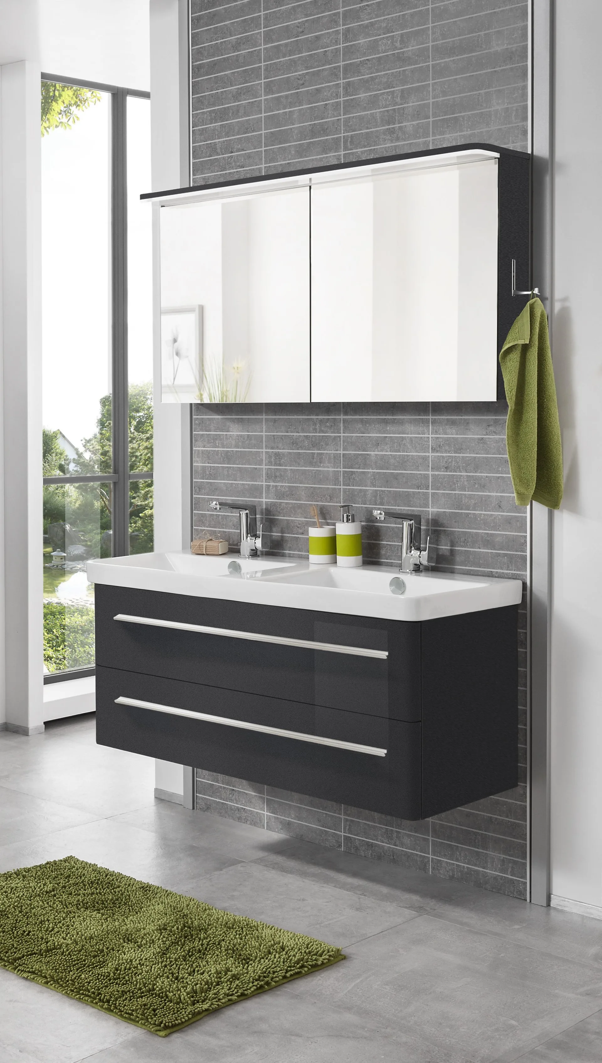 Lanzet K8 Waschtischunterschrank 116 cm Anthrazit