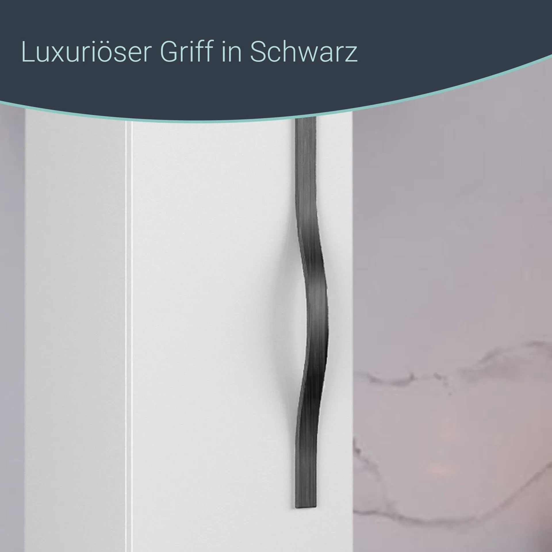 BADEDU FILS Hochschrank 33 cm breit, Weiß, Griff Schwarz