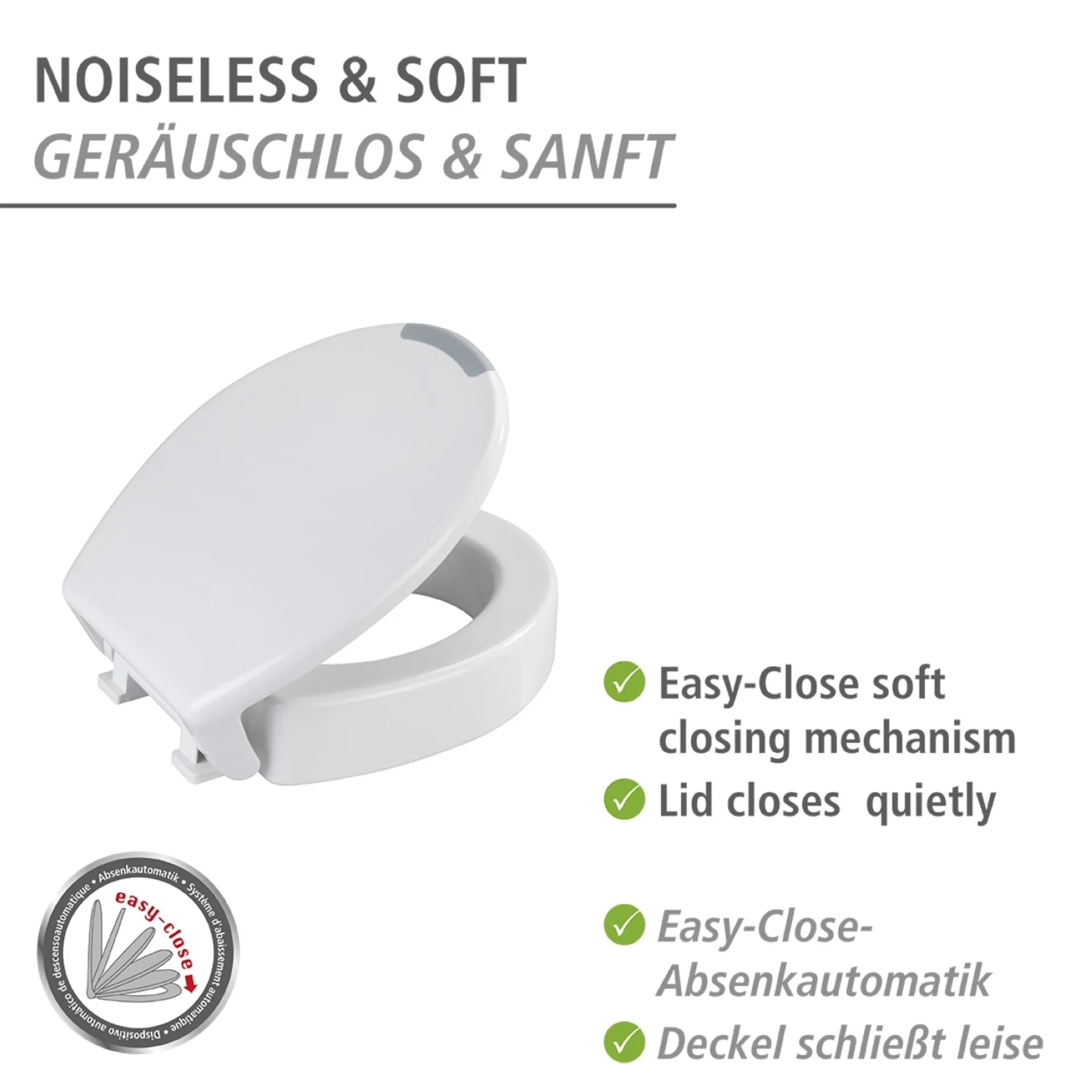 WENKO SECURA COMFORT WC-Sitz, Weiß, 300 kg Tragkraft, 8 cm Sitzflächenerhöhung