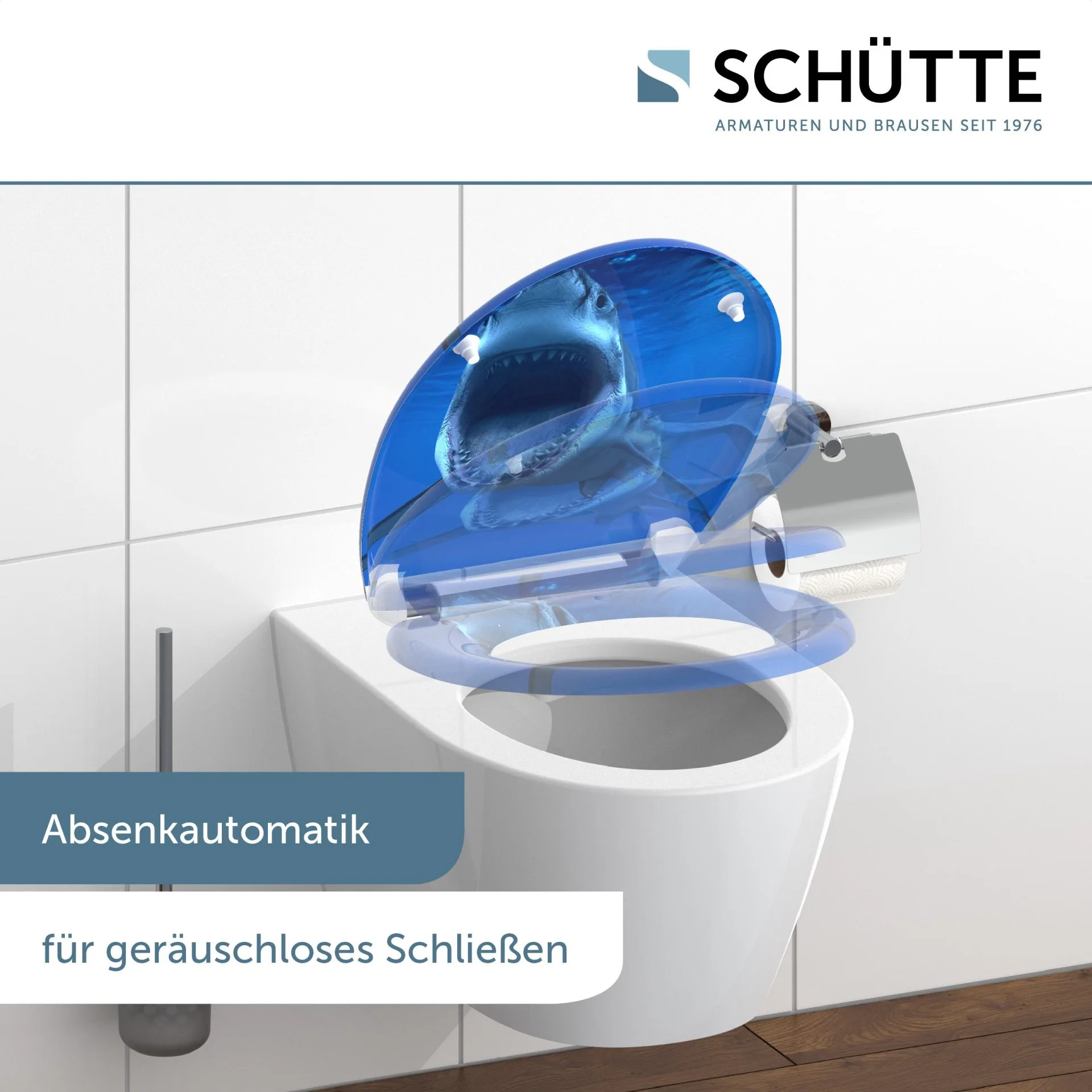 SCHÜTTE SHARK WC-Sitz, Kunststoff, mit Absenkautomatik und Schnellverschluss