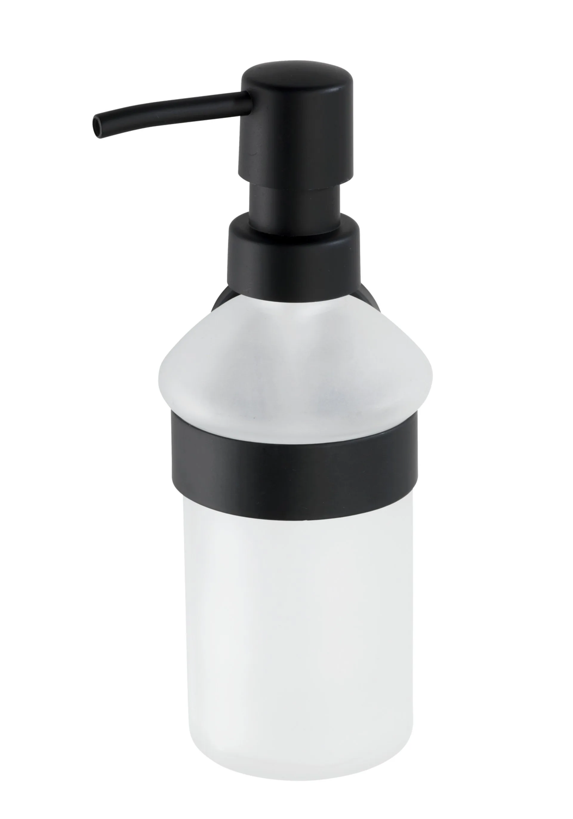 WENKO BOSIO Seifenspender 200 ml, Schwarz matt, Edelstahl rostfrei