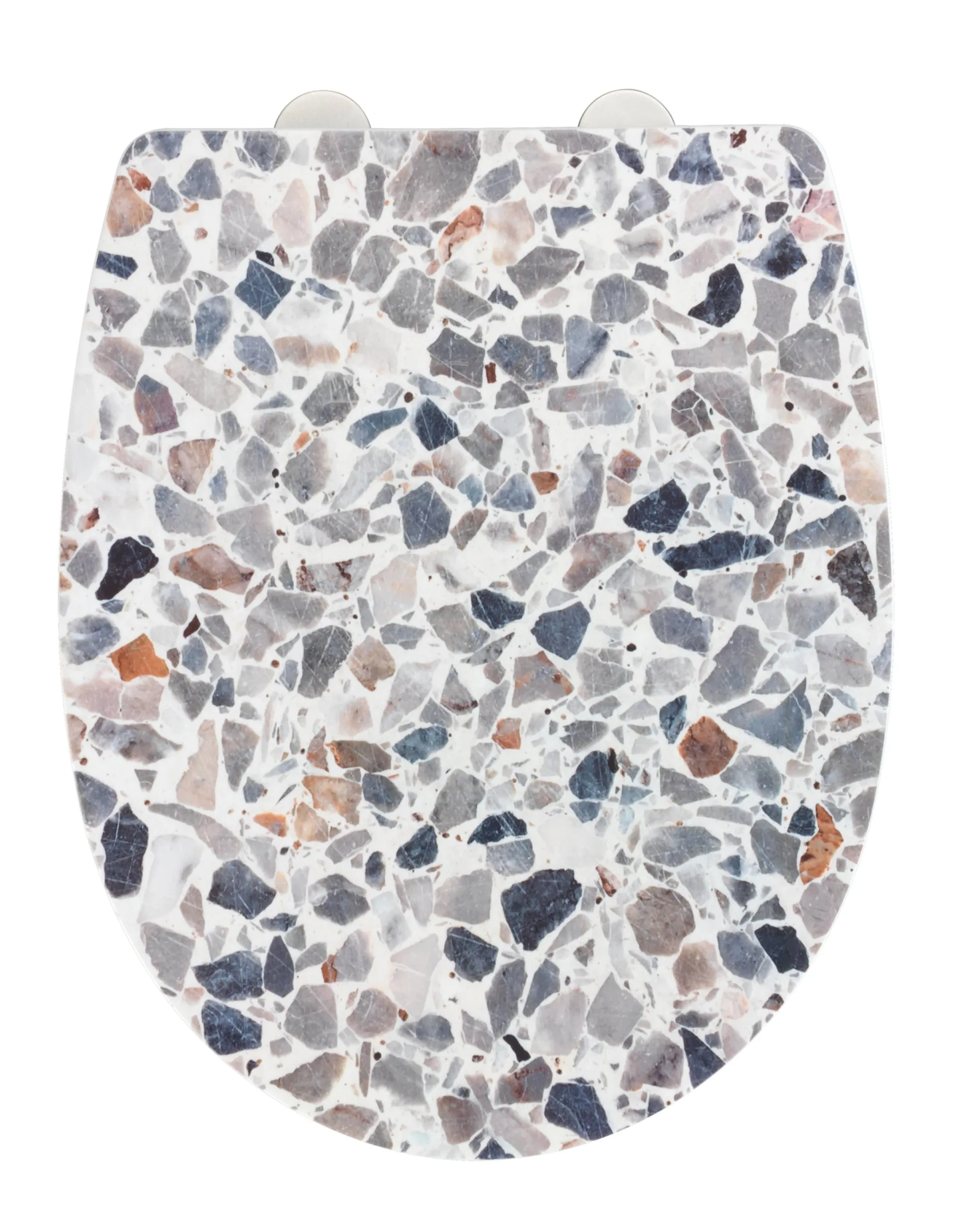 WENKO TERAZZO WC-Sitz, Weiß/Grau, High Gloss, Thermoplast