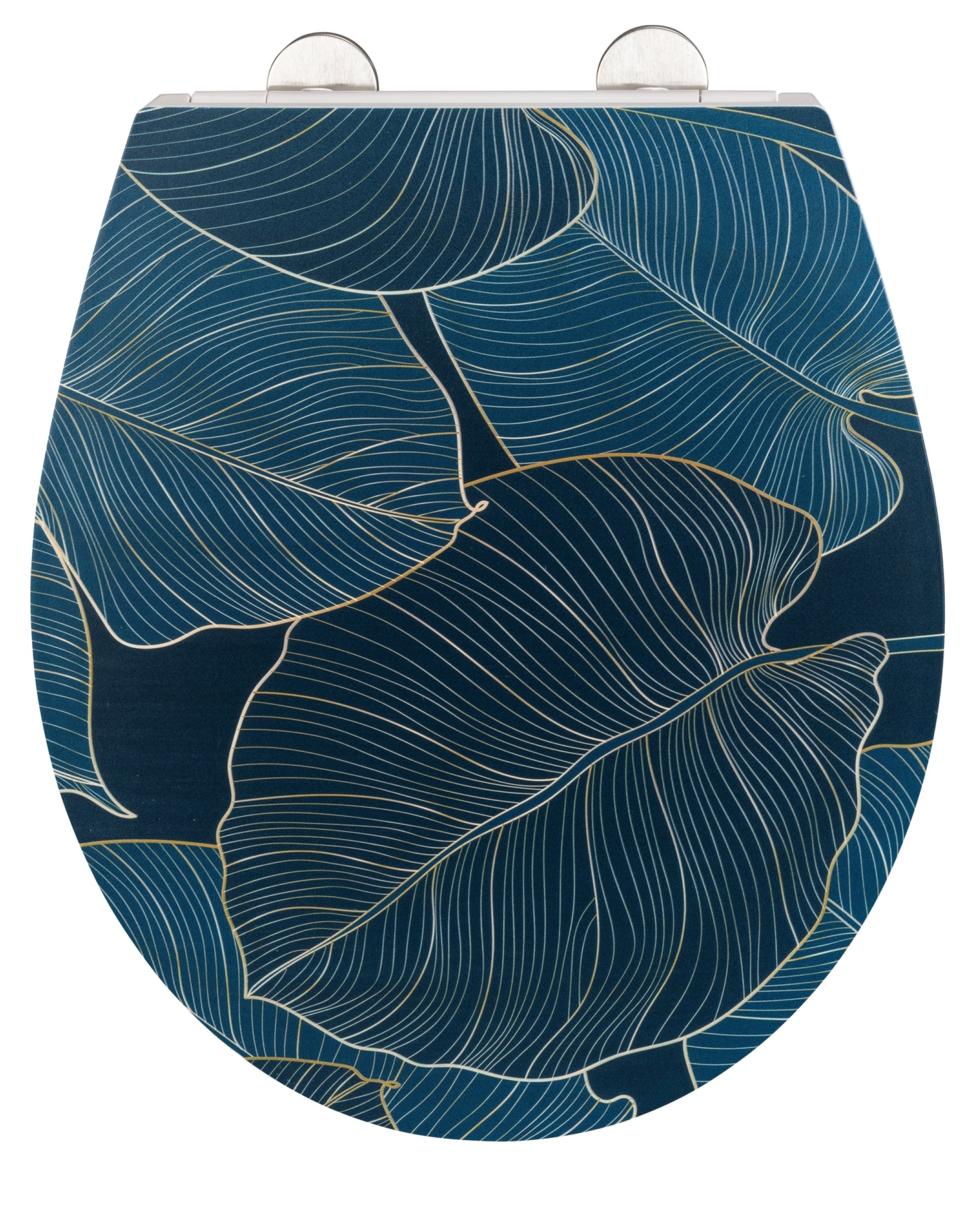 WENKO BIG LEAVES WC-Sitz, Blau, mit Absenkautomatik