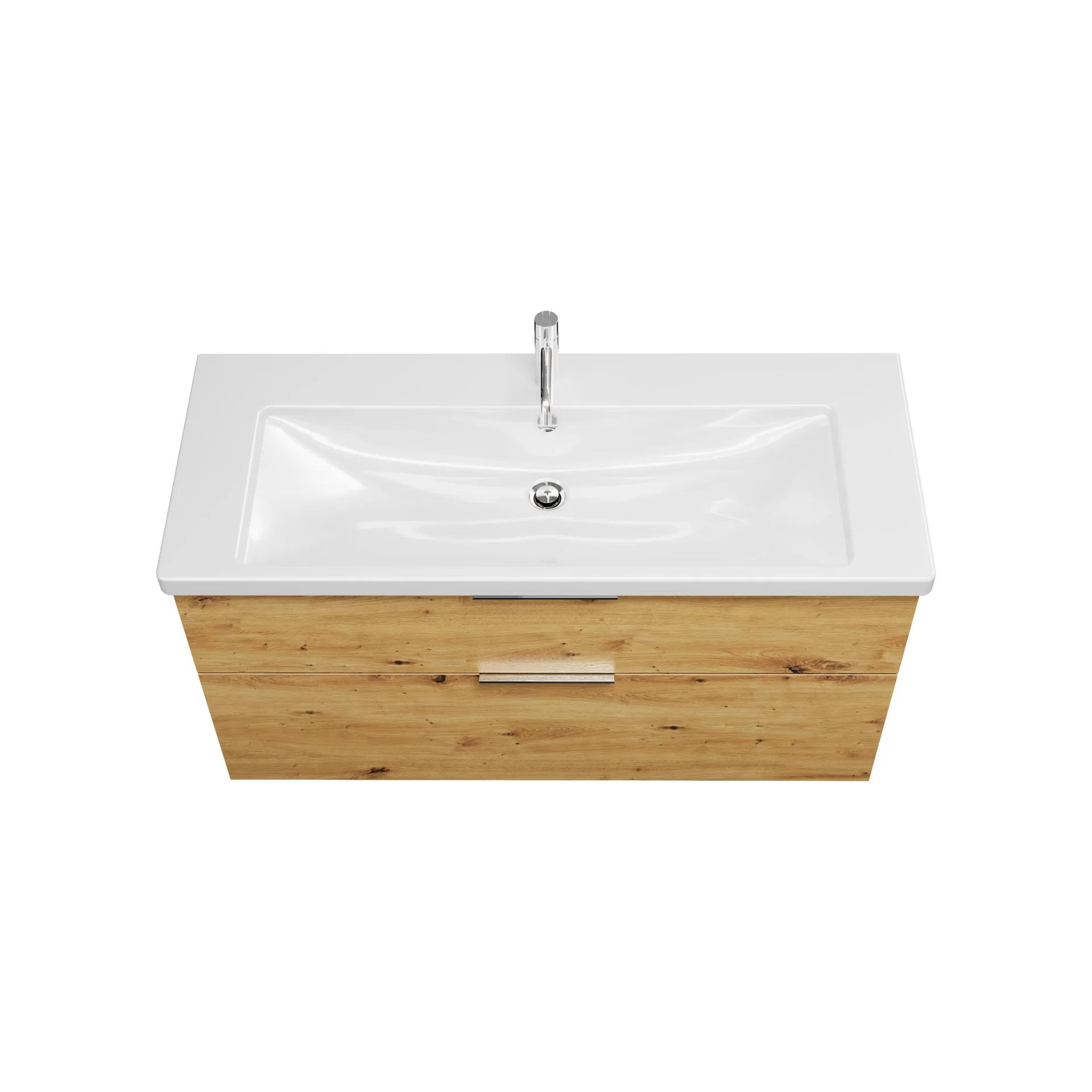 Burgbad EQIO Waschbecken mit Unterschrank 123 cm breit, Braun, Waschbecken Keramik Weiß