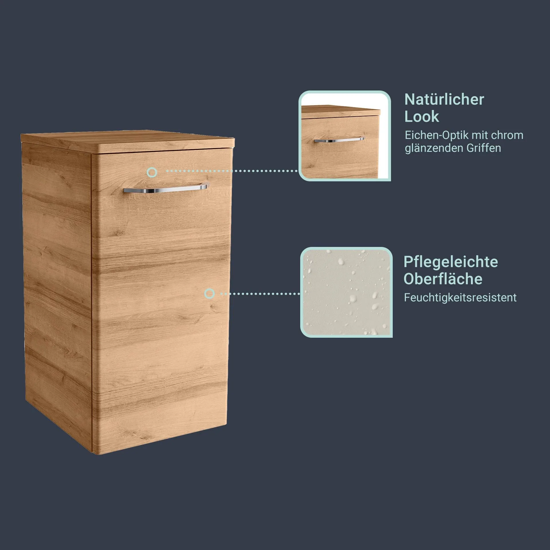 FACKELMANN MILANO Hängeschrank + Unterschrank 30 cm breit, Braun hell