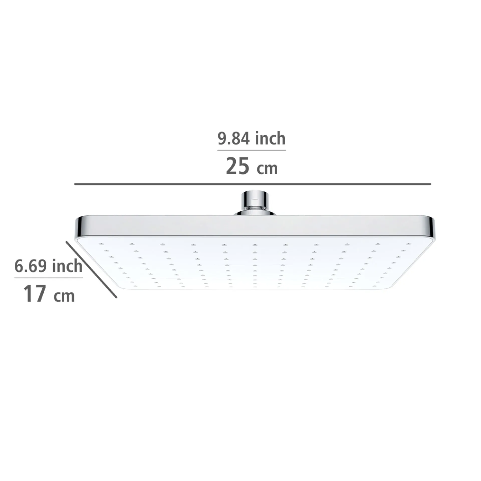 WENKO Duschkopf Regendusche 25 x 17 cm, Chrom/Weiß, mit Automatischer Reinigungsfunktion