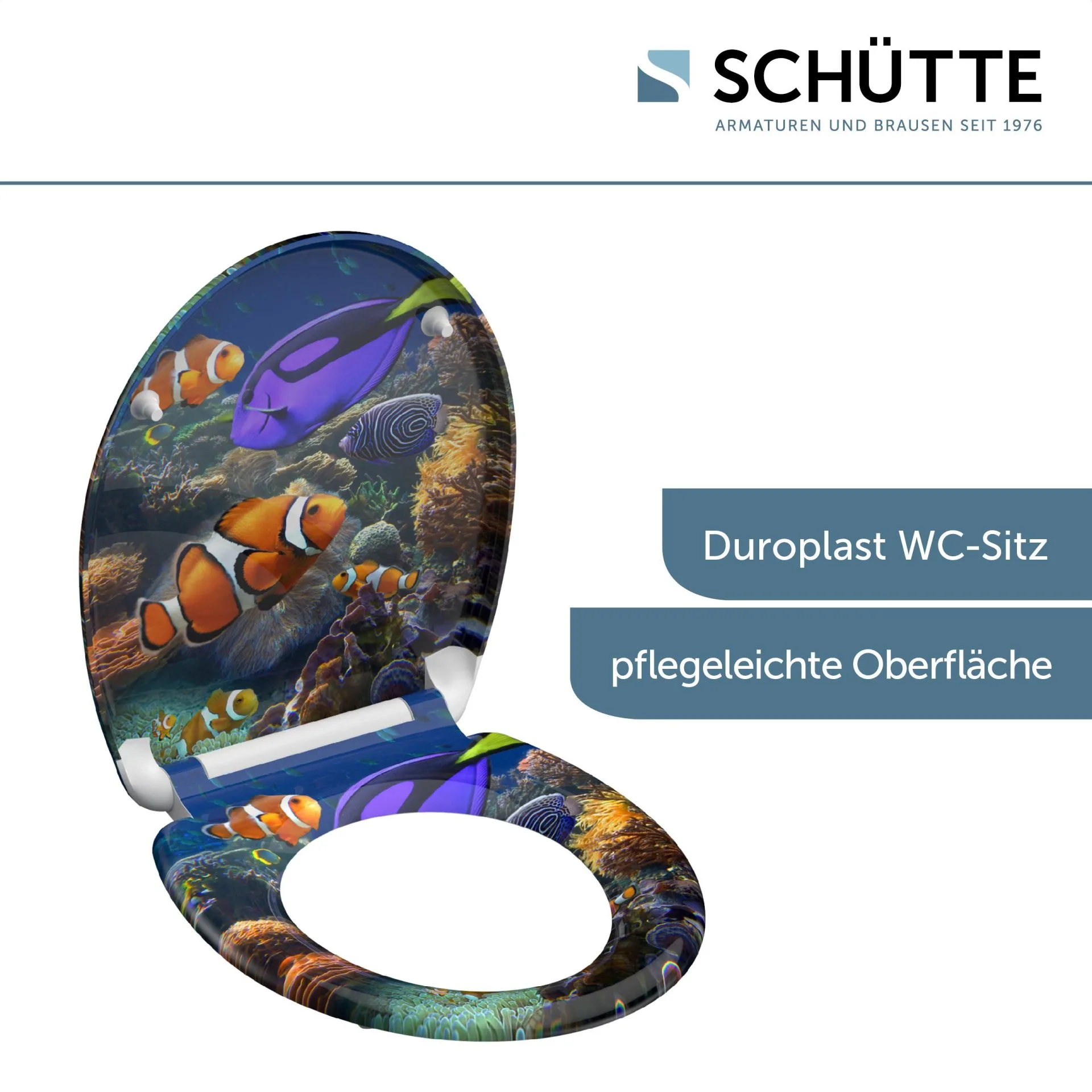 SCHÜTTE SEA LIFE WC-Sitz, Kunststoff, mit Absenkautomatik und Schnellverschluss