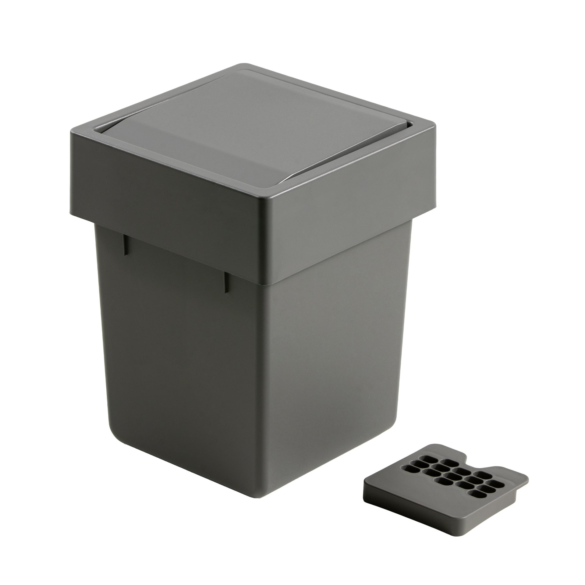 FACKELMANN Einbau Mülleimer 17 cm breit, Anthrazit, mit Schwingdeckel