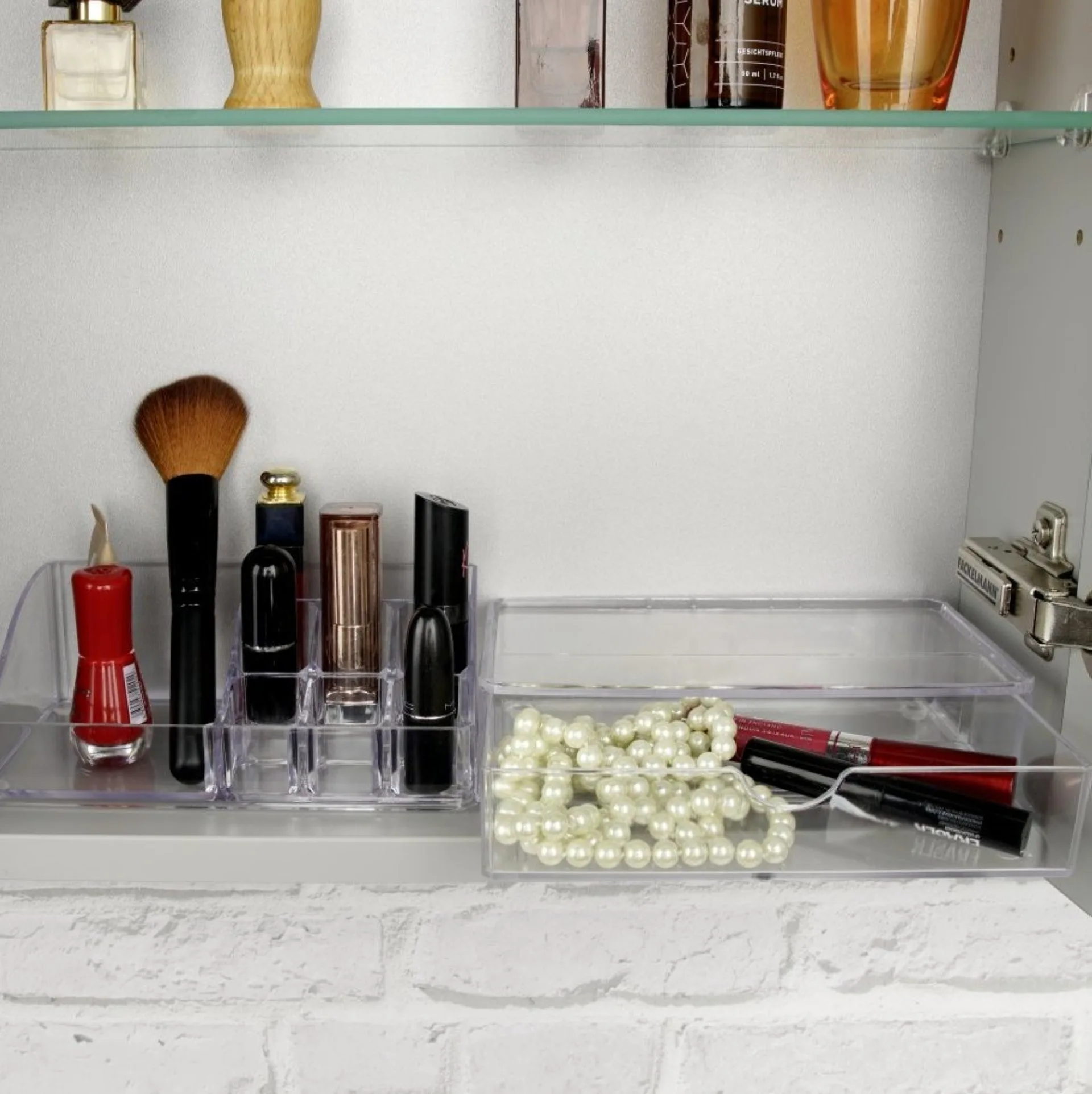 FACKELMANN Kosmetik Organizer Set, Transparent, aus Kunststoff