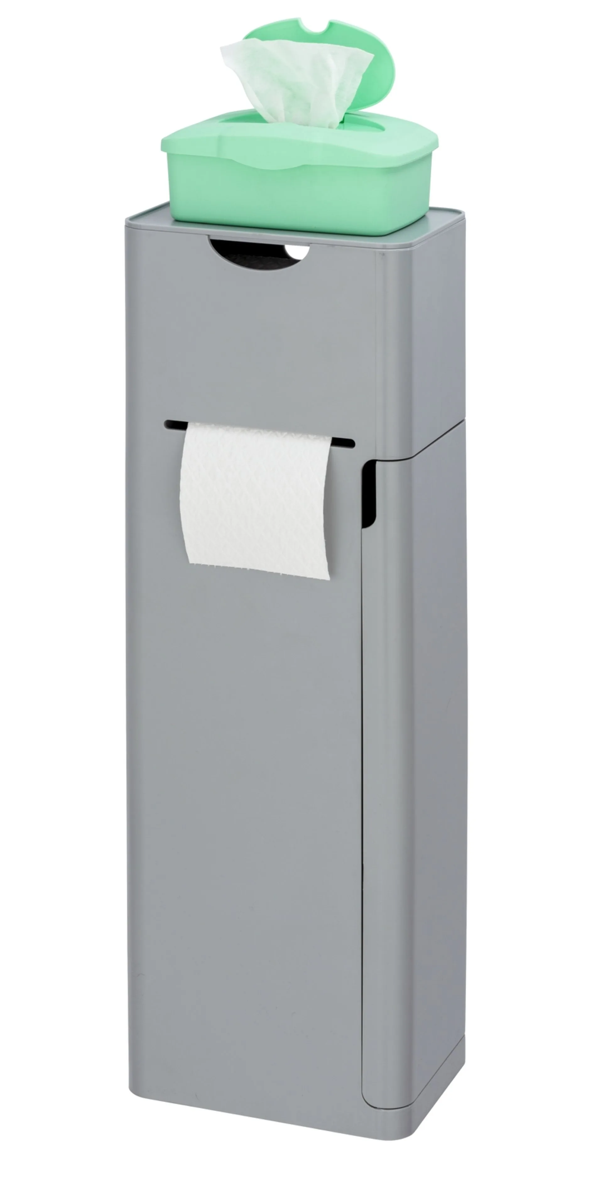 WENKO IMON WC-Garnitur, Grau, mit Toilettenpapierhalter und Ablage