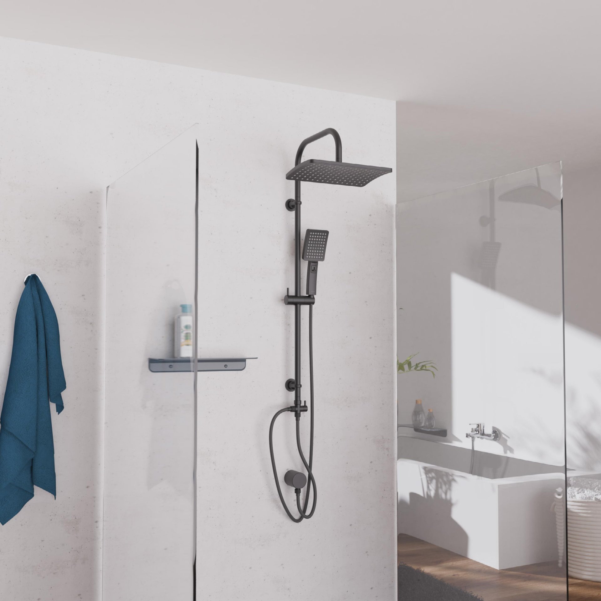 SCHÜTTE MALLORCA Überkopf-Brauseset, Schwarz matt