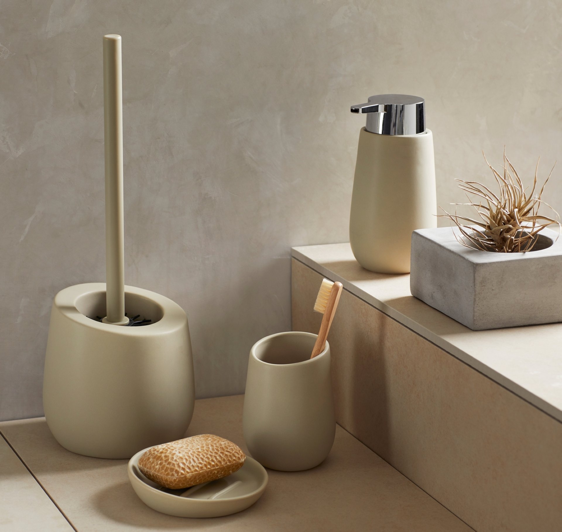 WENKO BADI WC-Garnitur, Beige, hochwertige Keramik
