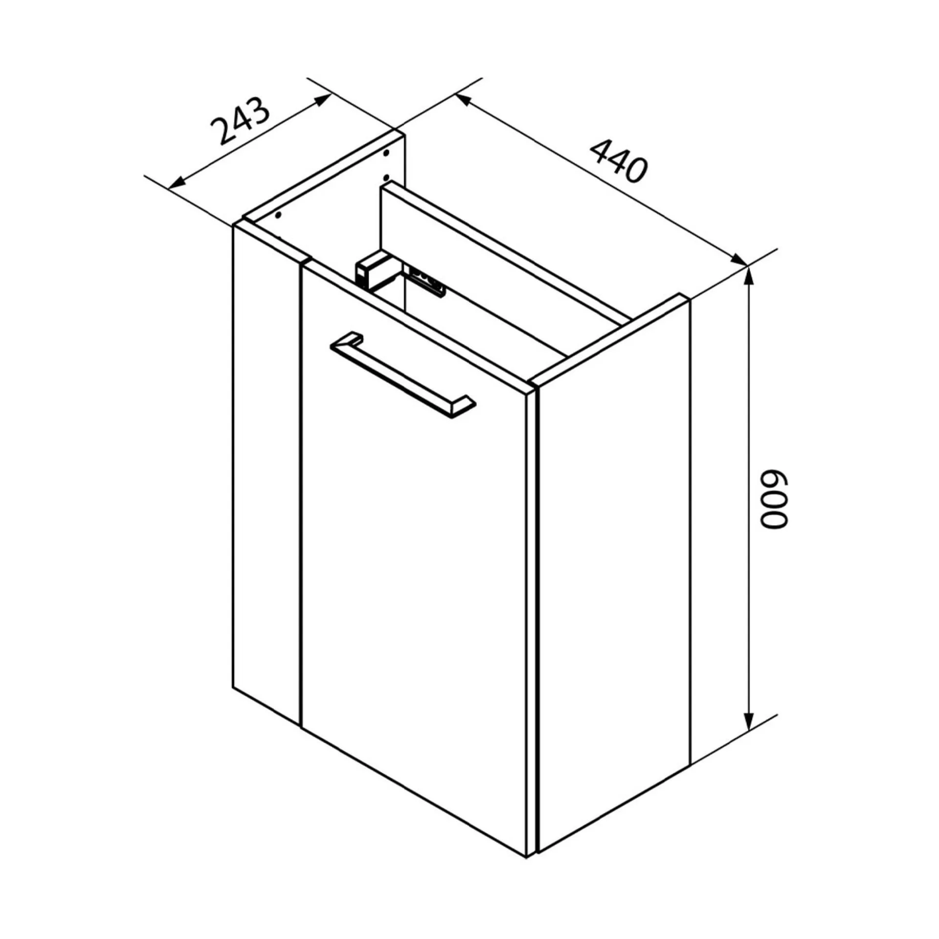 FACKELMANN SBC B.PERFEKT Waschbeckenunterschrank 45 cm breit, Anthrazit Holzoptik, Türanschlag rechts